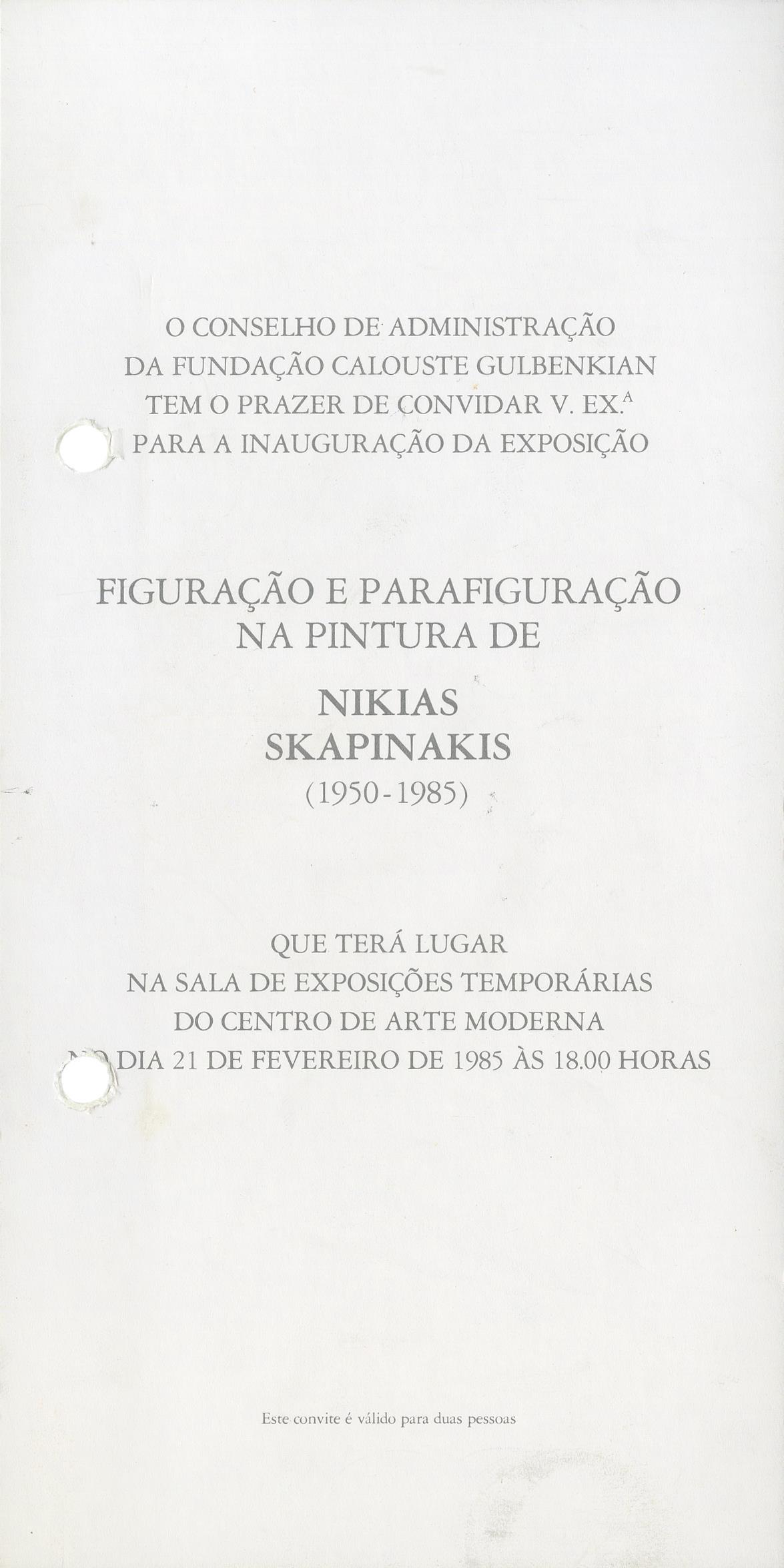 Figuração e Parafiguração na Pintura de Nikias Skapinakis, 1950 – 1985