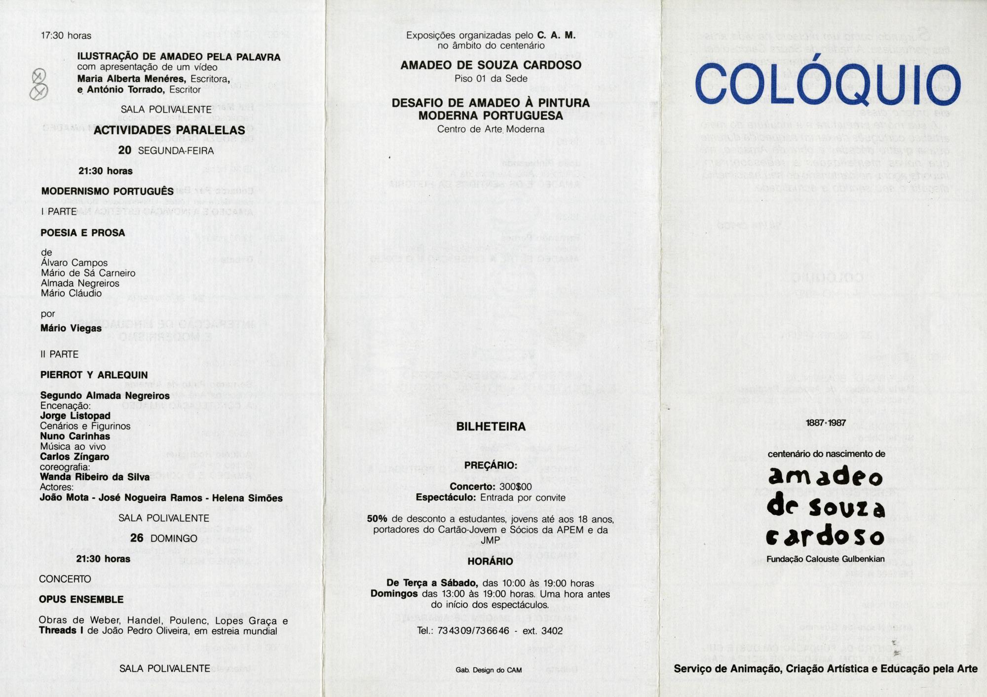 Centenário do Nascimento de Amadeo de Souza-Cardoso, 1887 – 1987 [colóquio e eventos asscociados]