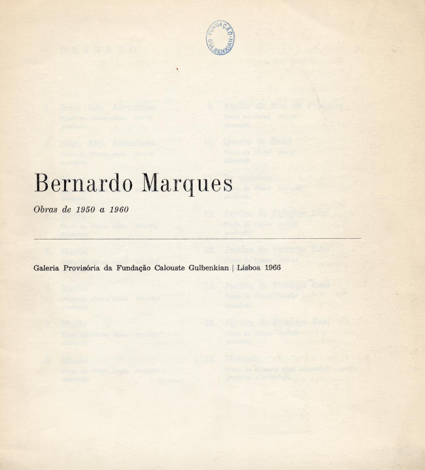 Bernardo Marques. Obras de 1950 a 1960