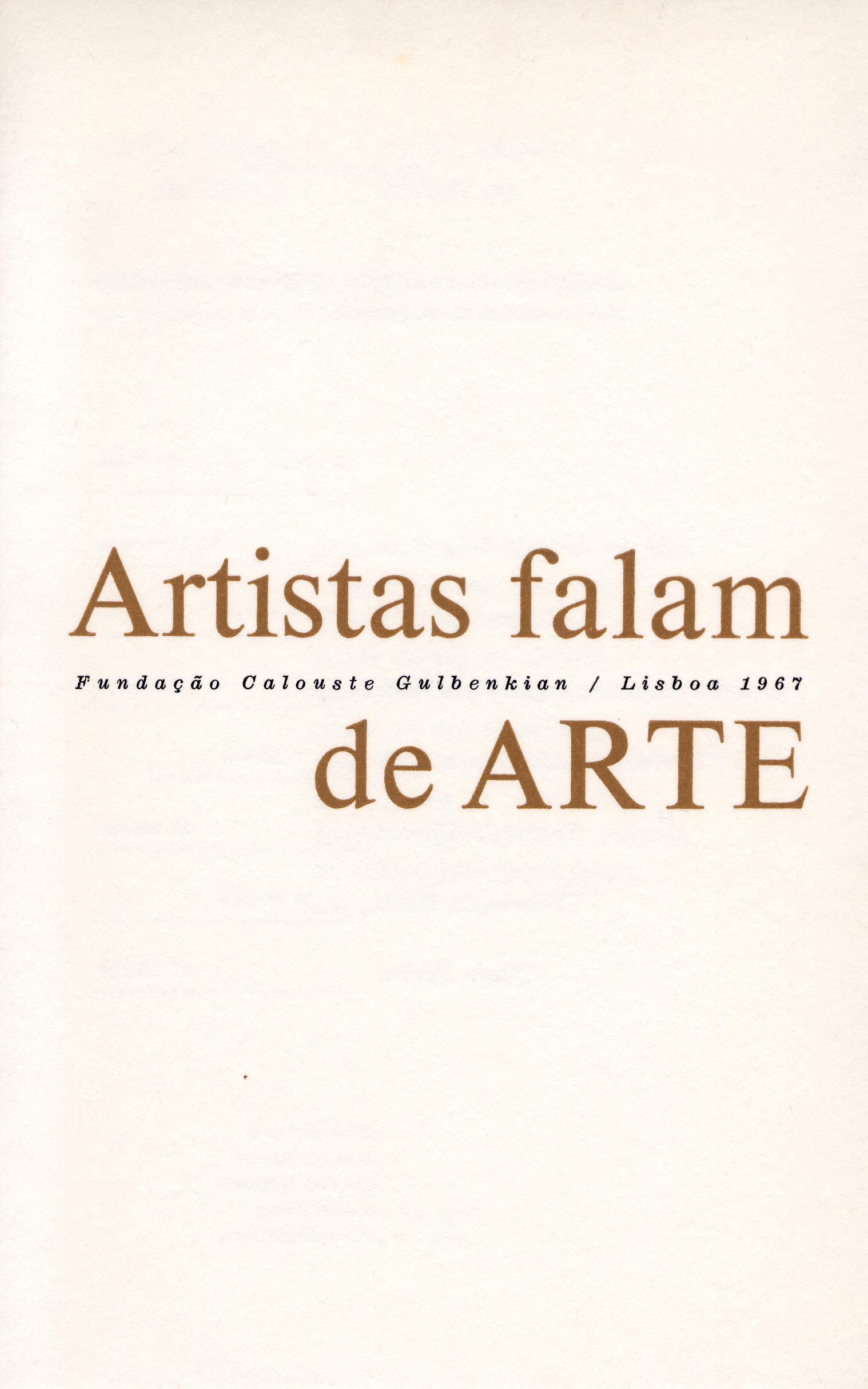 Palestras. Artistas Falam de Arte. Fundação Calouste Gulbenkian
