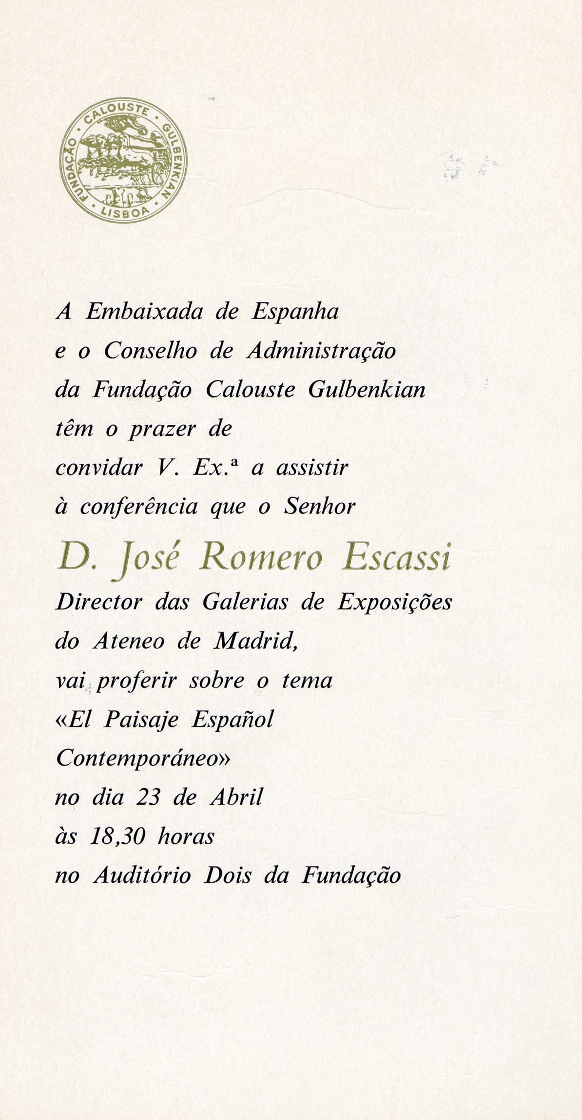 El Paisaje Español Contemporáneo [conferência por José Romero Escassi]