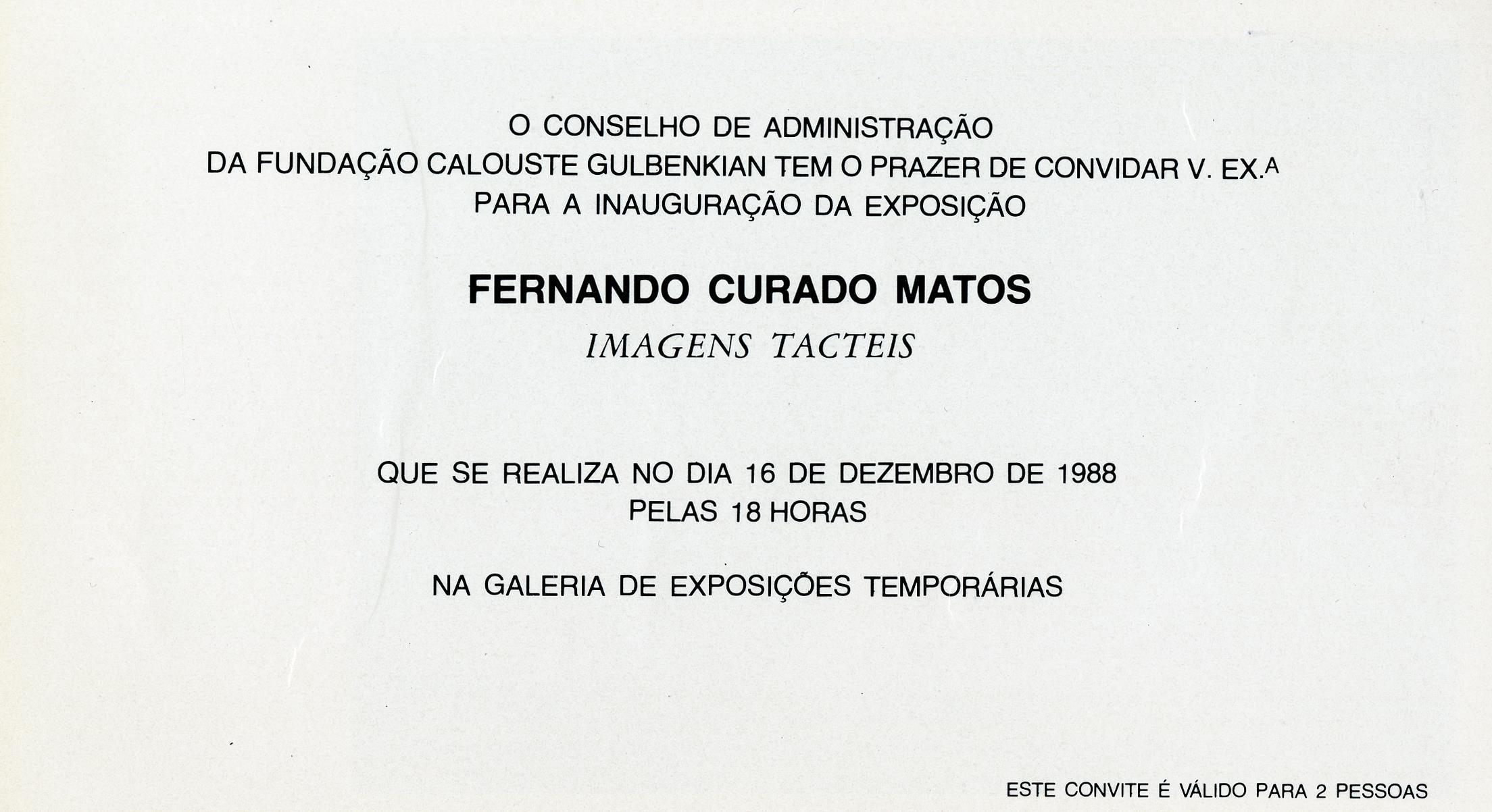 Fernando Curado Matos. Imagens Tácteis