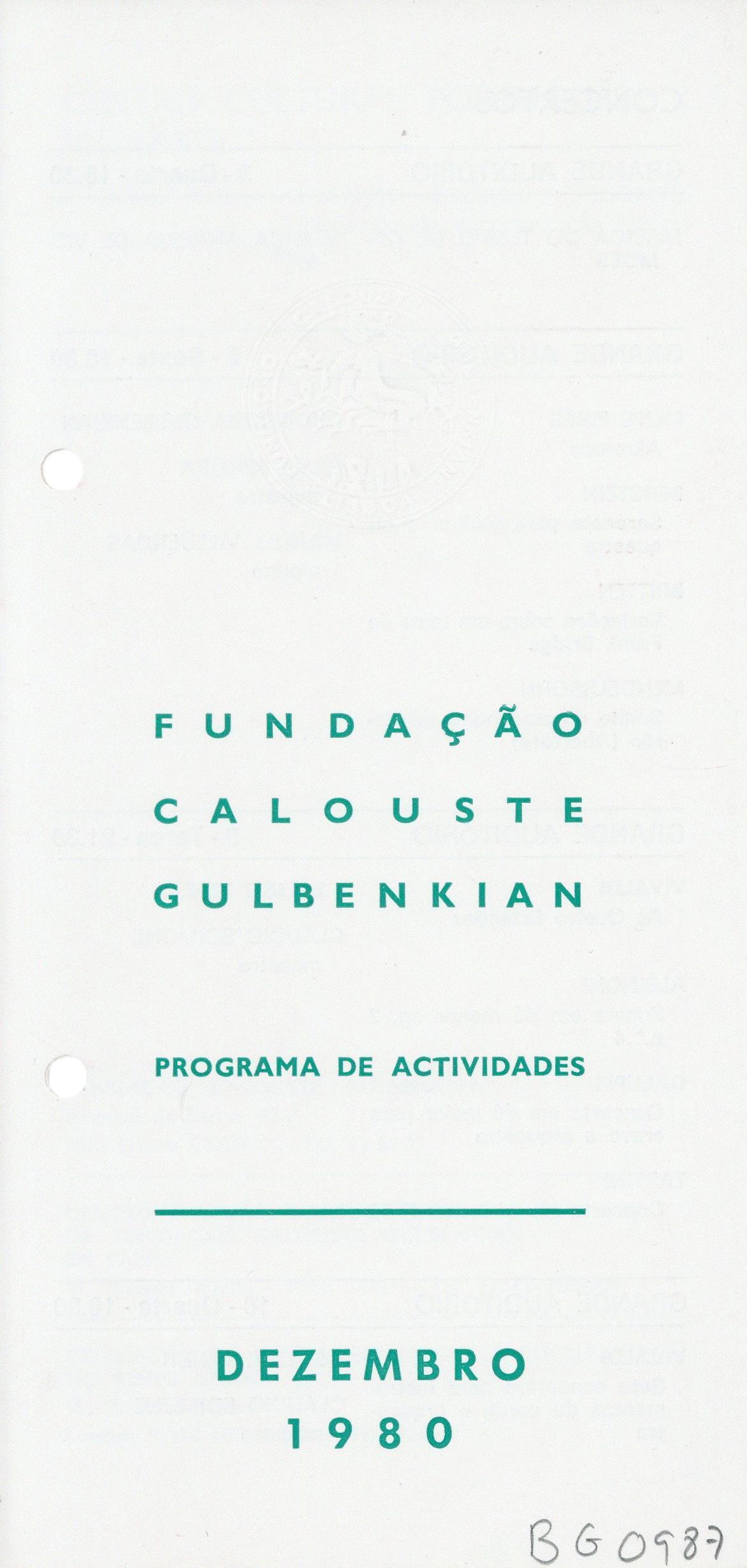 Fundação Calouste Gulbenkian. Dezembro 1980