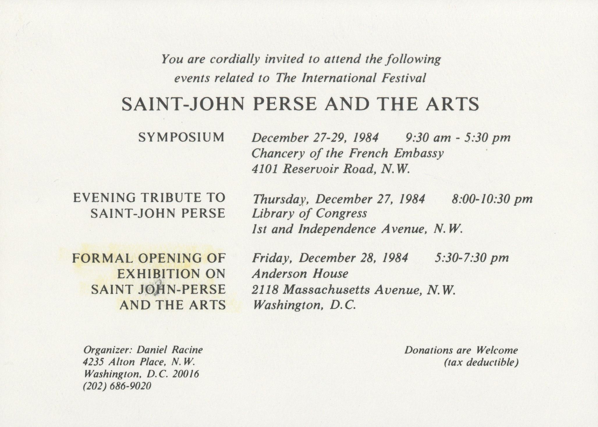Saint-John Perse and the Arts [colóquio]