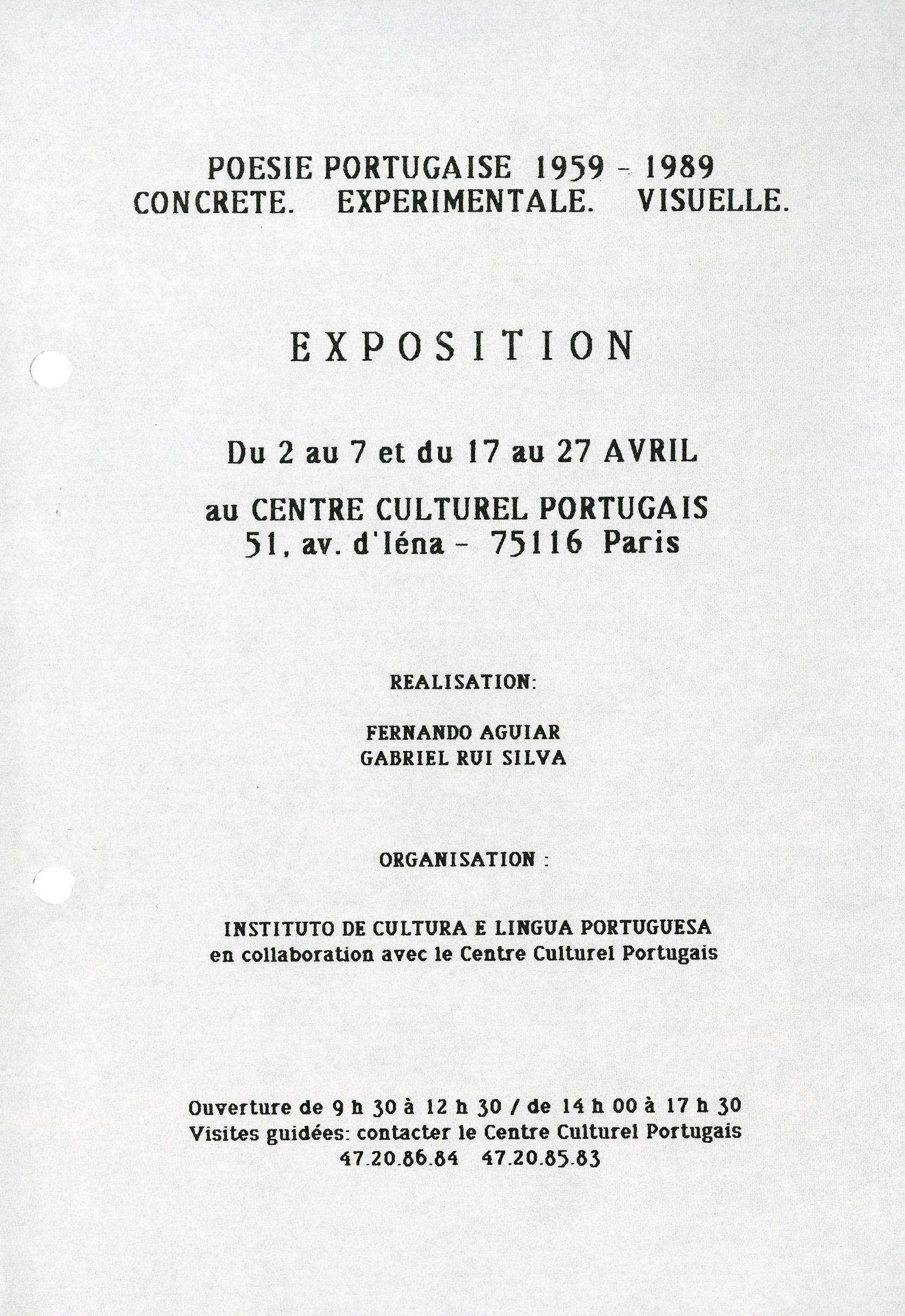 Concrete. Experimentale. Visuelle. Poesie Portugaise, 1959 – 1989