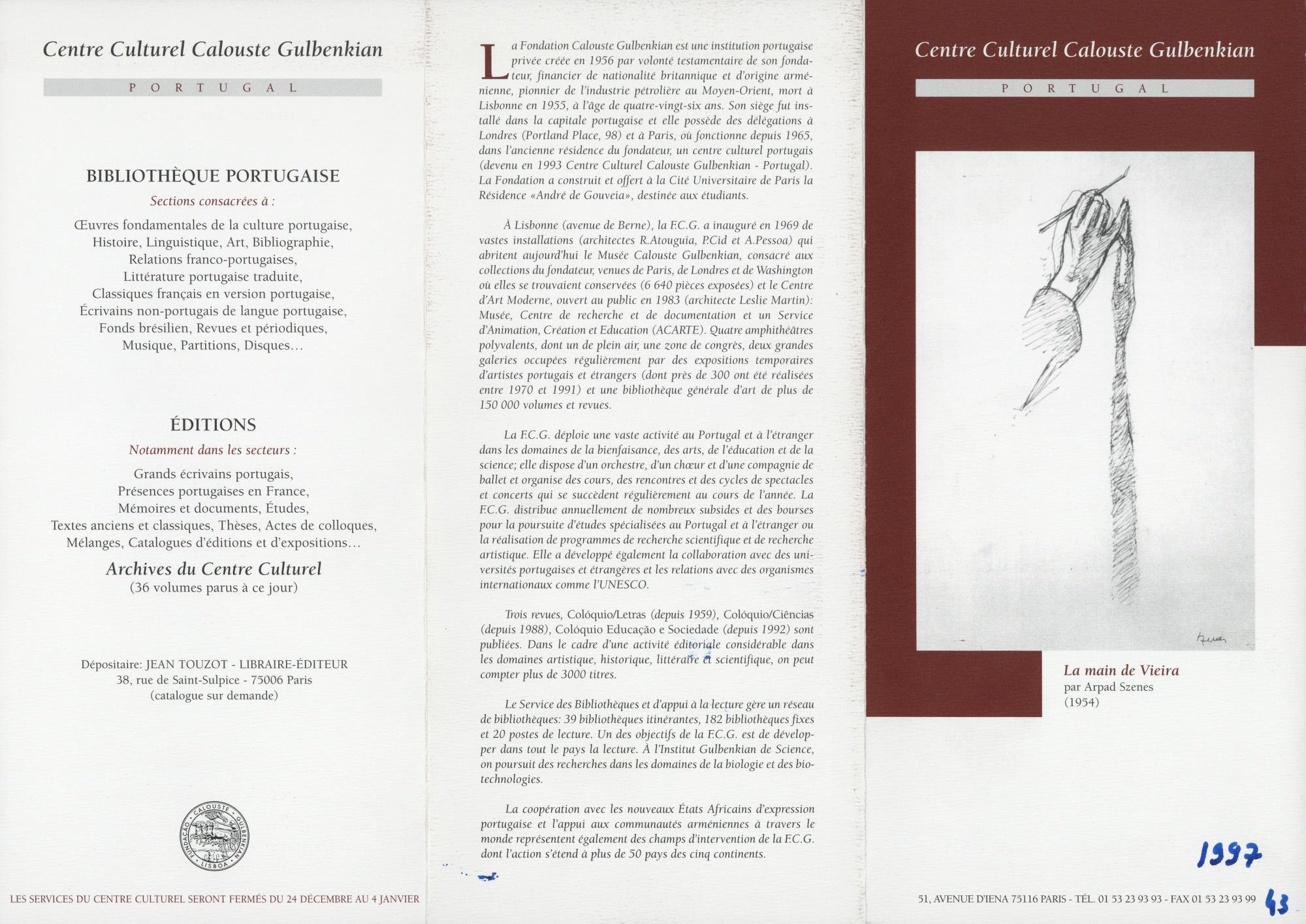 Centre Culturel Calouste Gulbenkian. Septembre – Décembre 1997