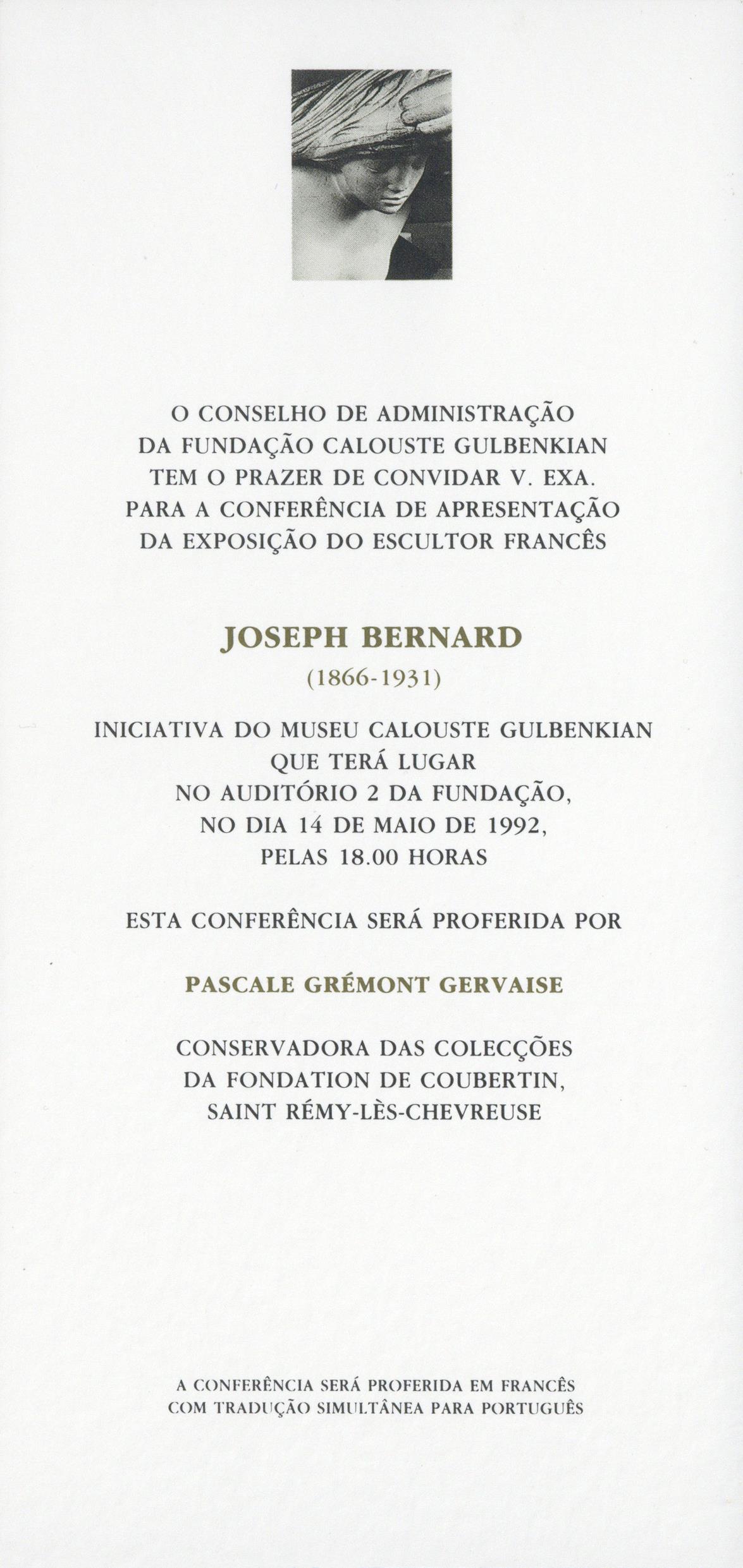 Joseph Bernard (1866 – 1931). Apresentação por Pascale Grémont Gervaise