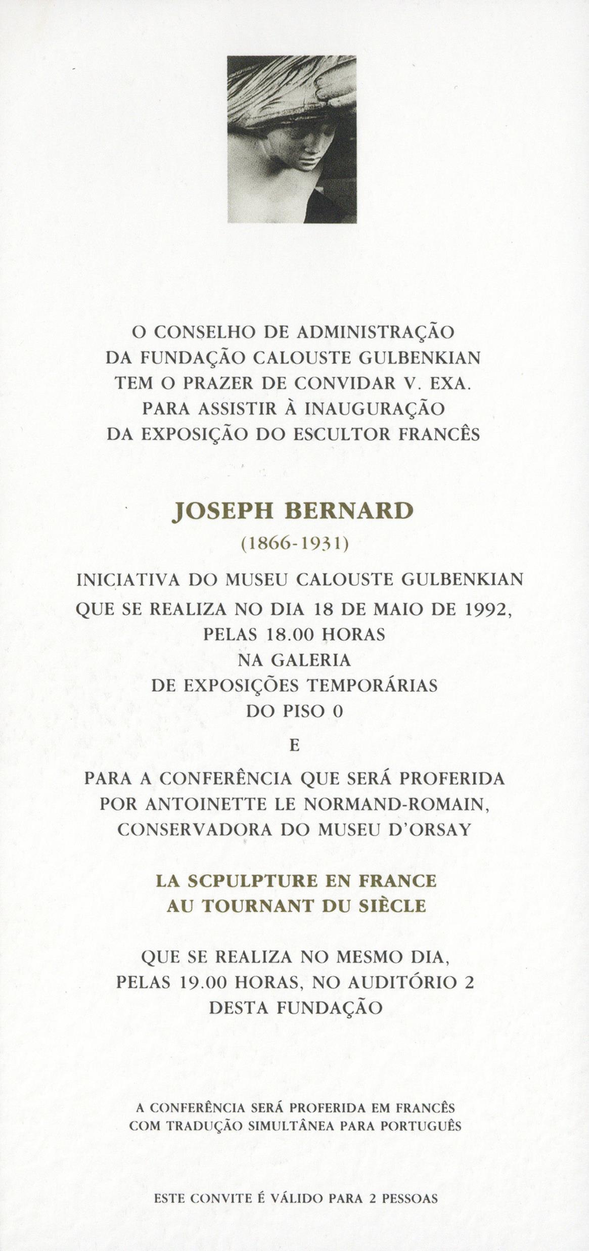 Joseph Bernard / La Sculpture en France au Tournant du Siècle [conferência por Antoinette Le Normand-Romain]