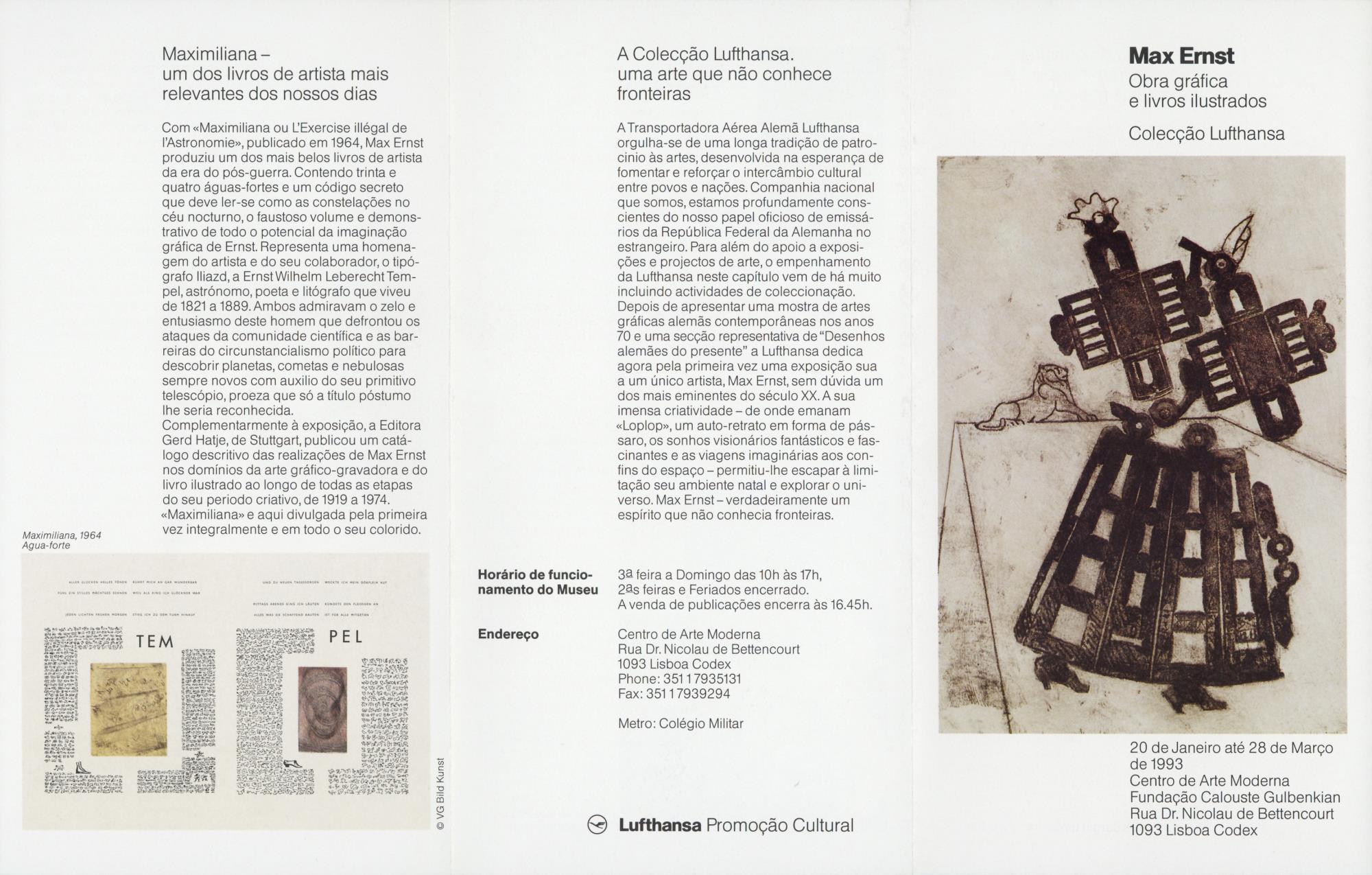 Max Ernst. Obra Gráfica e Livros Ilustrados. Colecção Lufthansa
