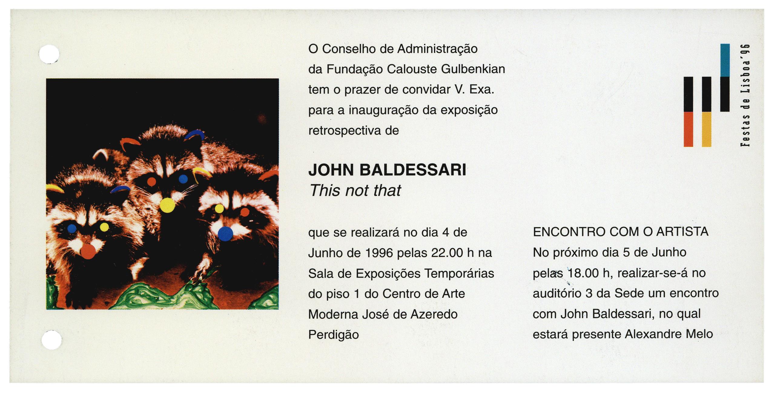 John Baldessari. This Not That / Encontro com o Artista [exposição e encontro]