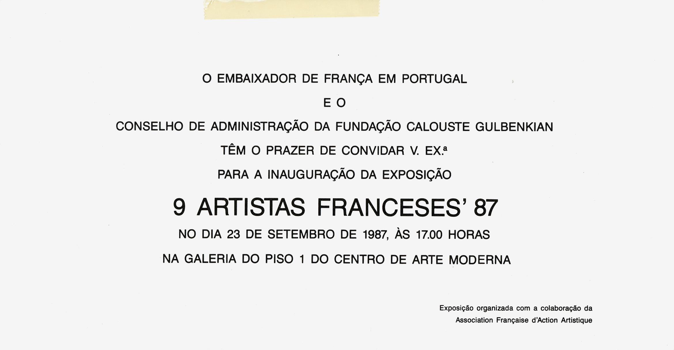 9 Artistas Franceses '87. Alberola, Autard, Blais, Bouillon, Frydman, Rousse, Thupinier, Tosani, Vieille