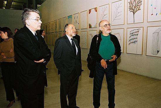 Jorge Molder (à esq.), Emílio Rui Vilar (ao centro) e Ângelo de Sousa (à dir.)