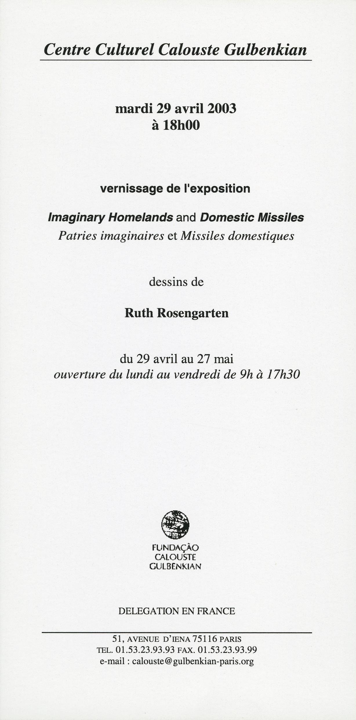 Ruth Rosengarten. Imaginary Homelands & Domestic Missiles