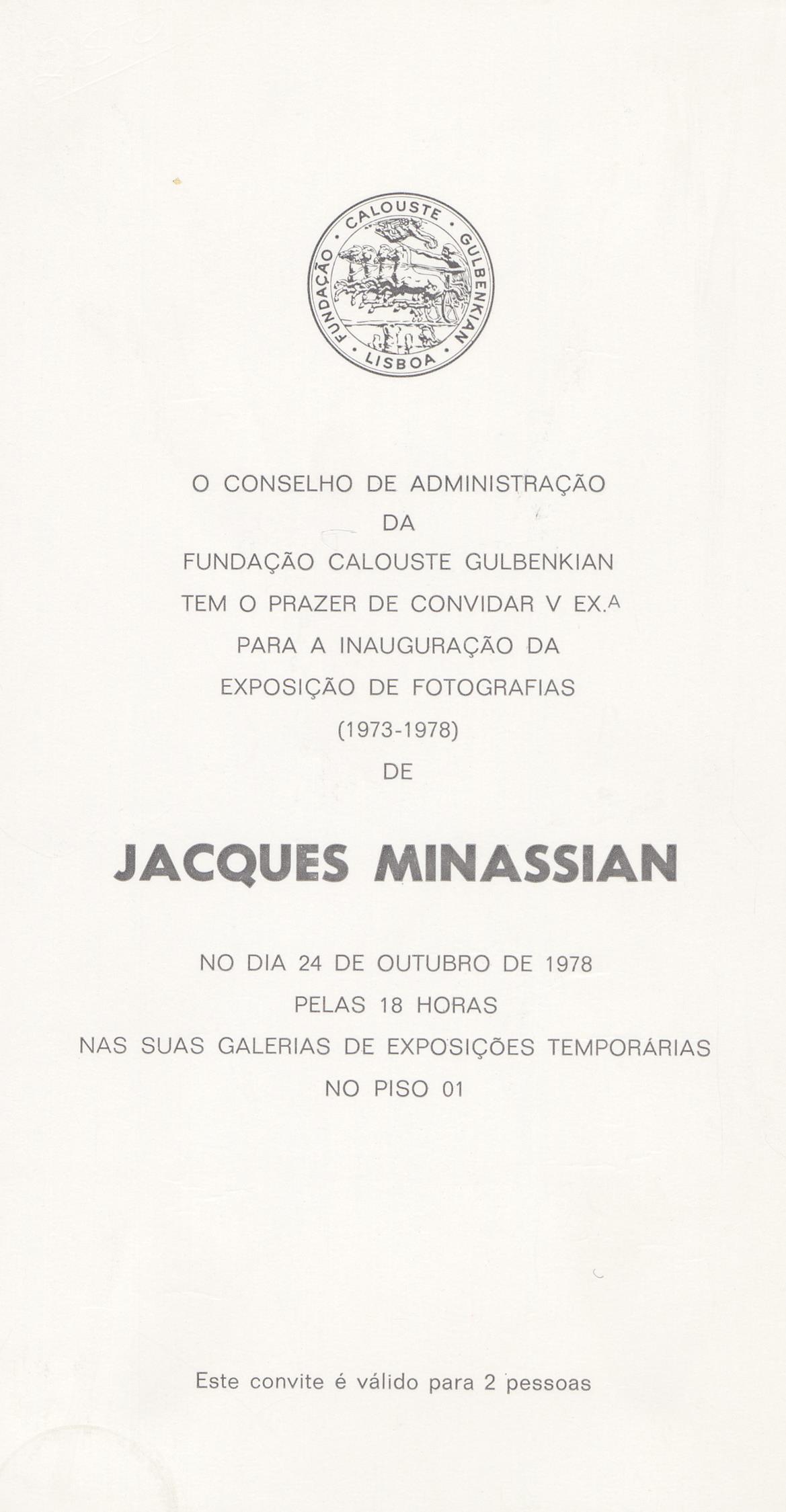 Jacques Minassian. Fotografias, 1973 – 1978
