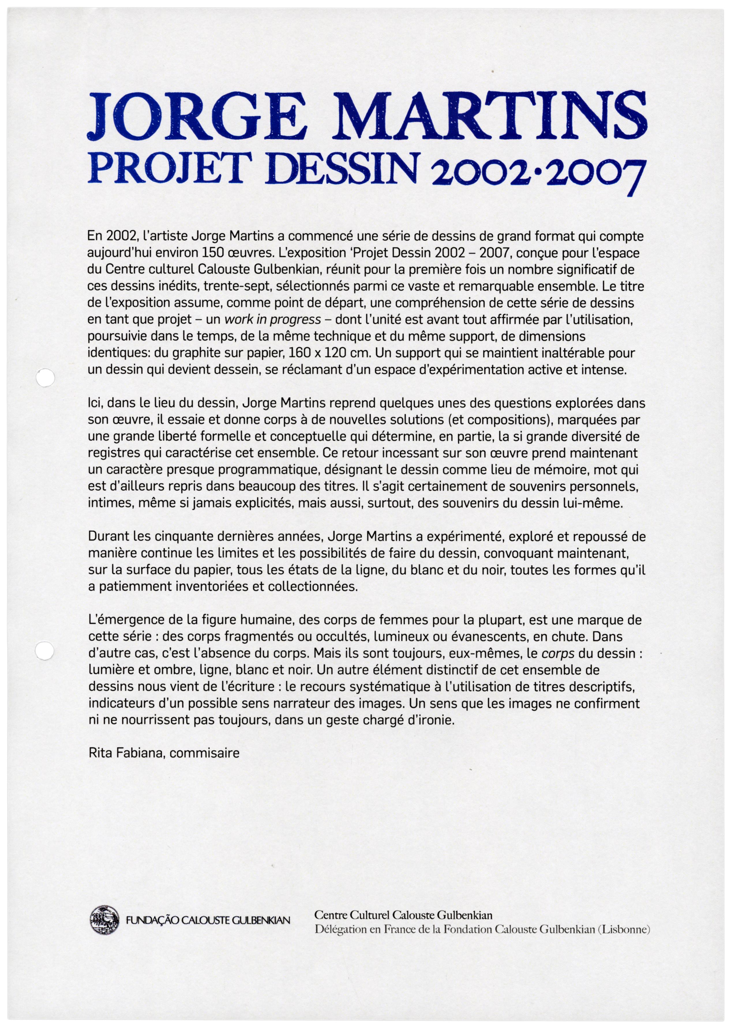 Jorge Martins. Projet Dessin, 2002 – 2007