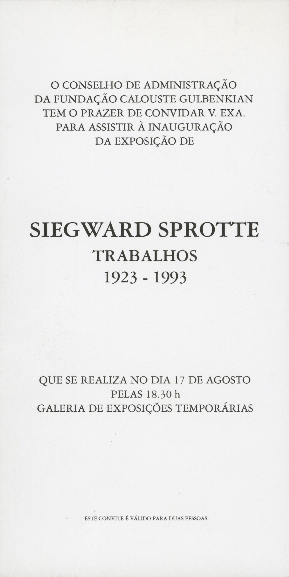 Siegward Sprotte. Arbeiten, 1923 – 1993