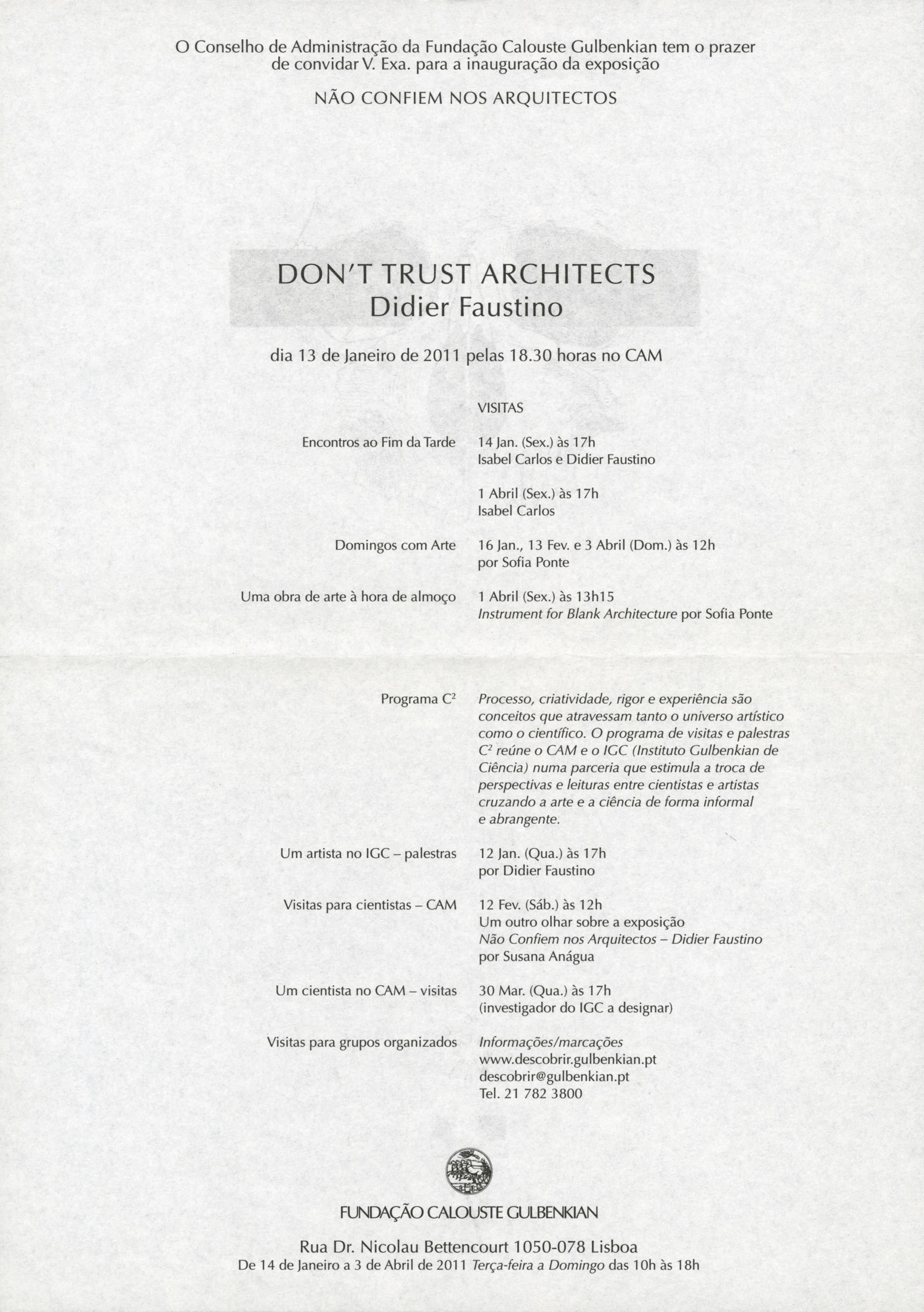 Não confiem nos arquitectos [visitas-guiadas e ciclo de conferências]