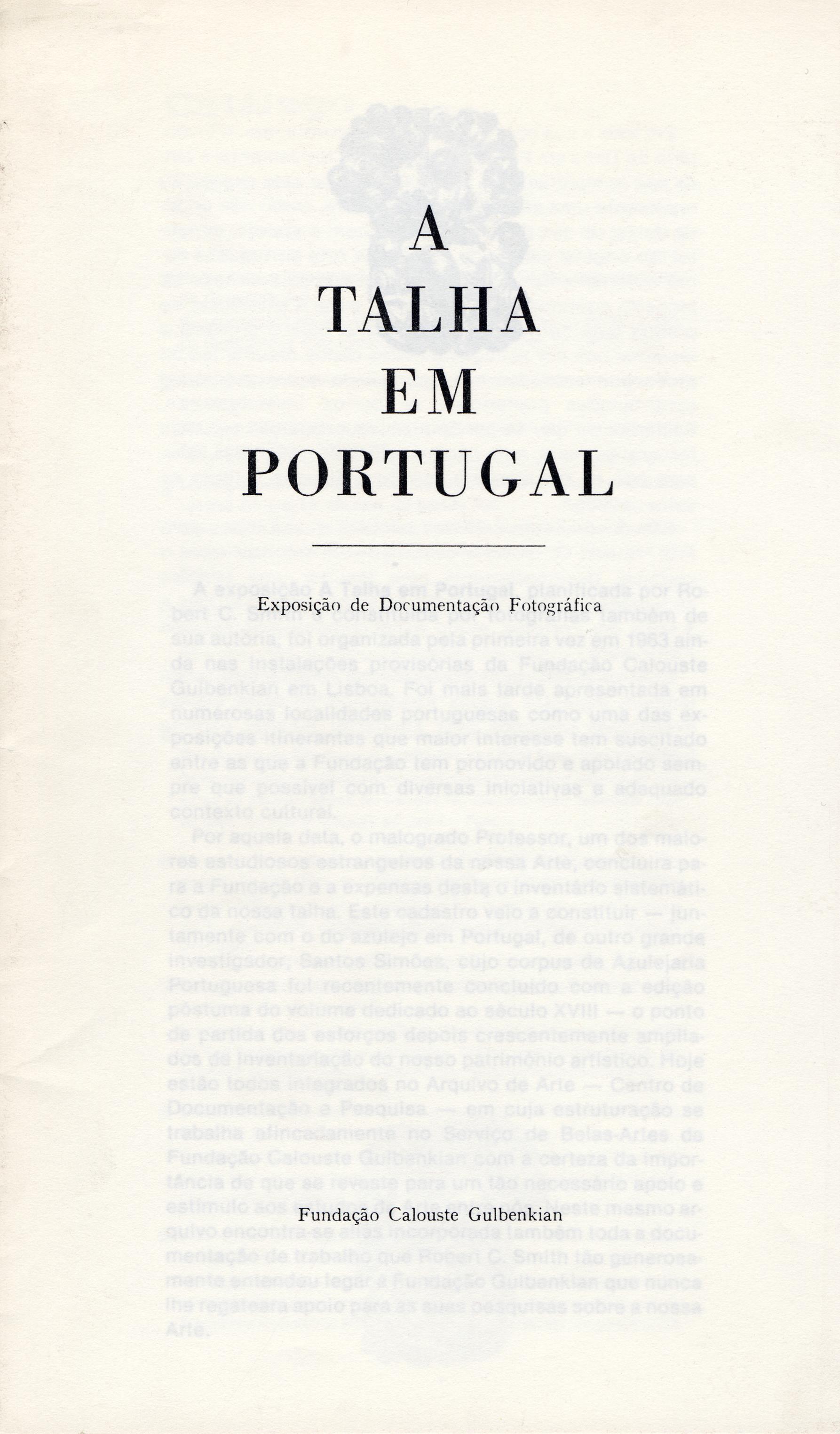 A Talha em Portugal. Exposição de Documentação Fotográfica