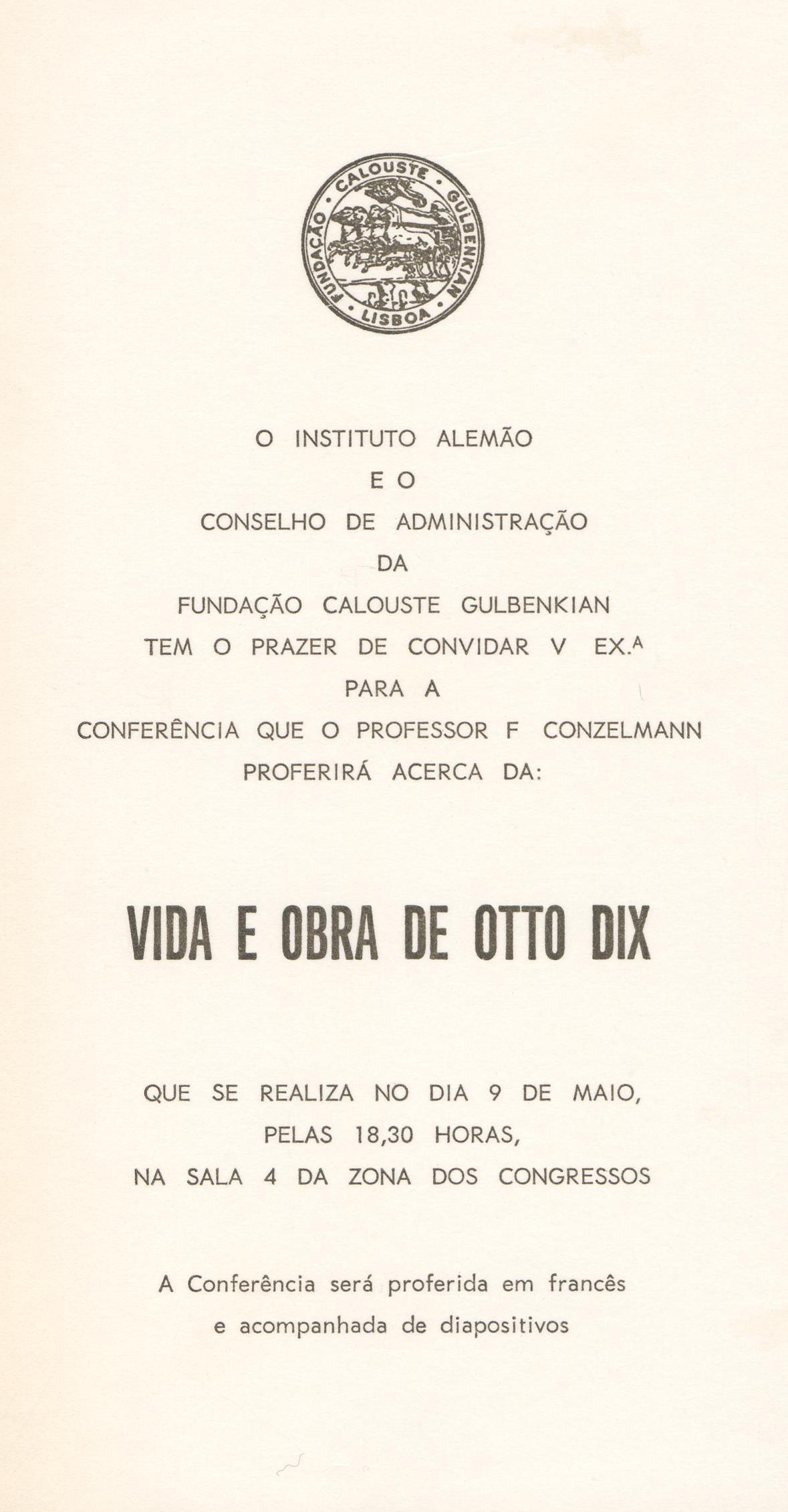 Vida e Obra de Otto Dix [conferência por F. Conzelmann]