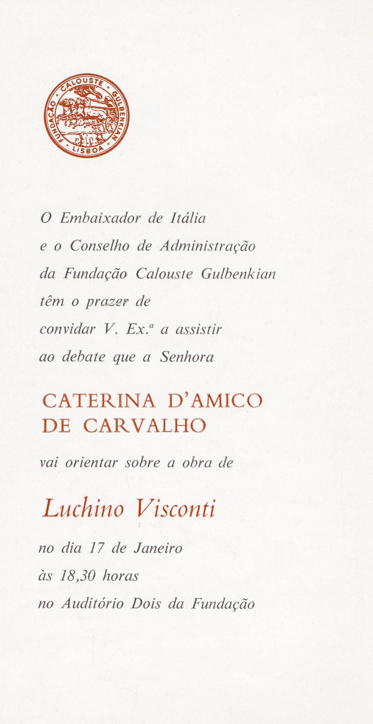 Visconti [conferência por Caterina D'Amico de Carvalho]