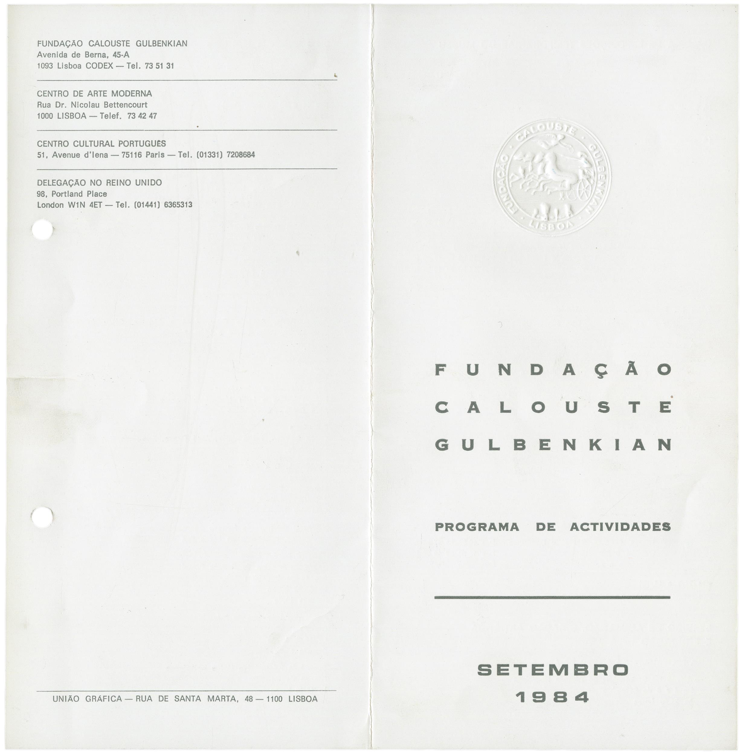 Fundação Calouste Gulbenkian. Setembro 1984