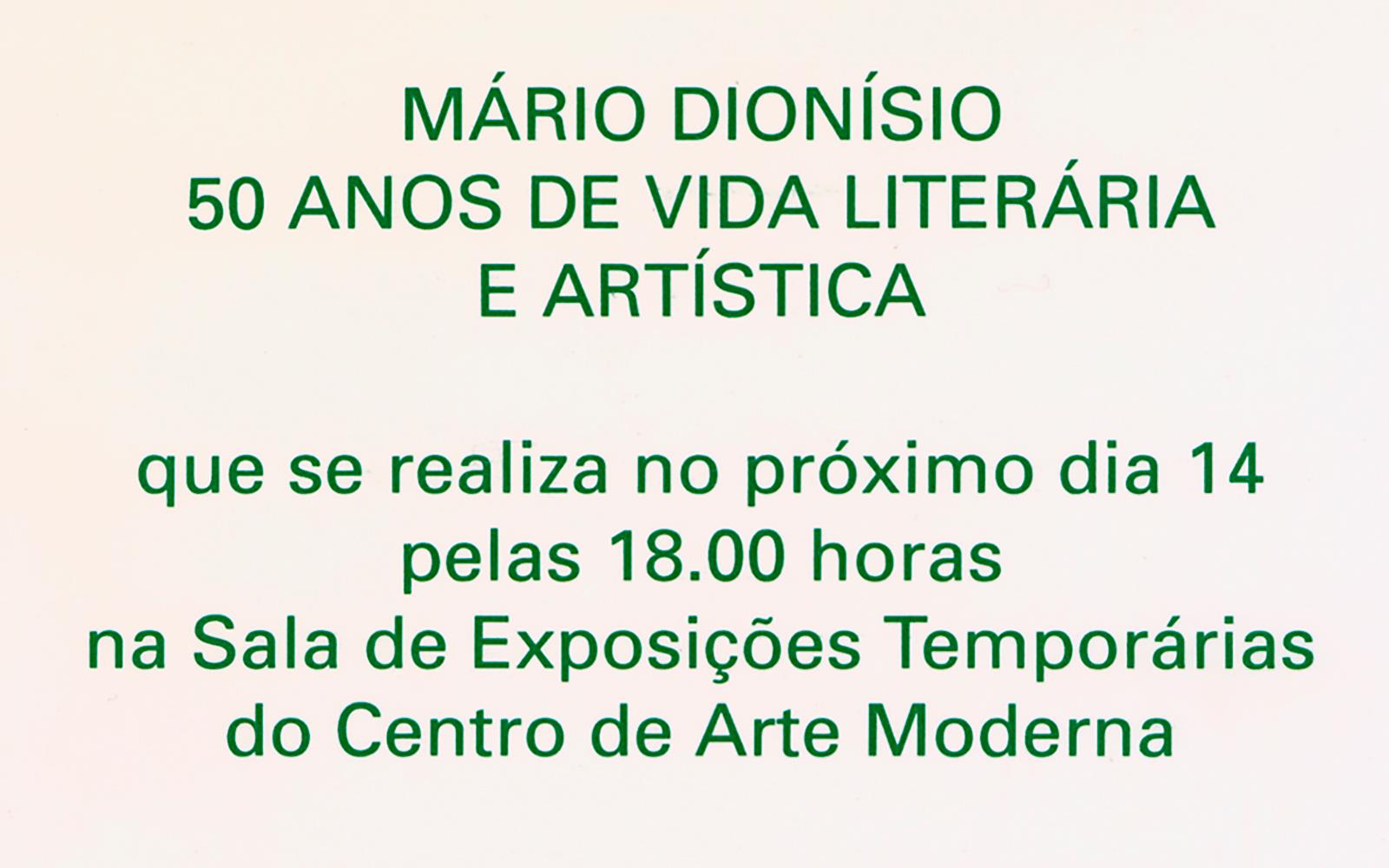 FC_reg.580_Mario Dionisio_50 Anos de Vida Literaria e Artistica