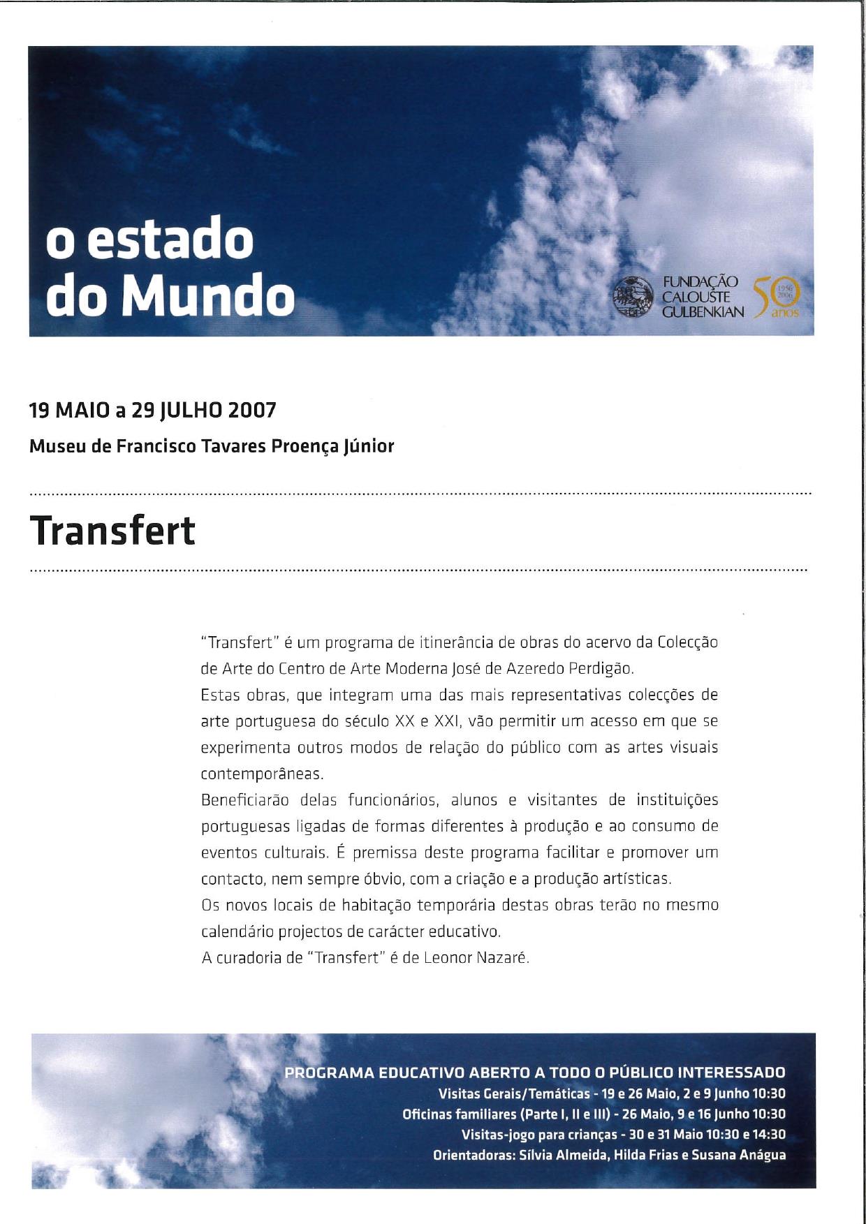 Transfert. Museu de Francisco Tavares Proença Júnior