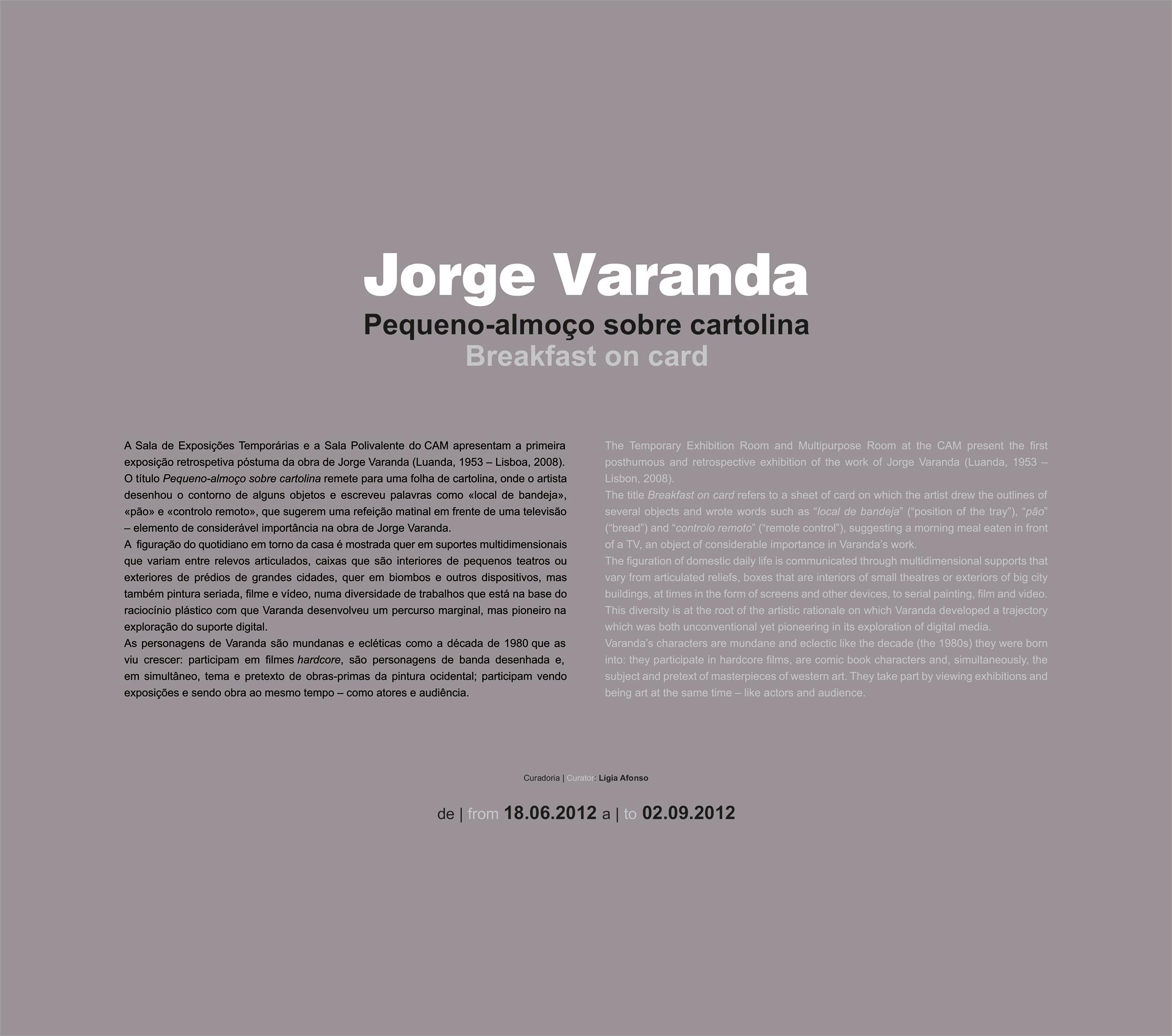Jorge Varanda. Pequeno-almoço sobre Cartolina