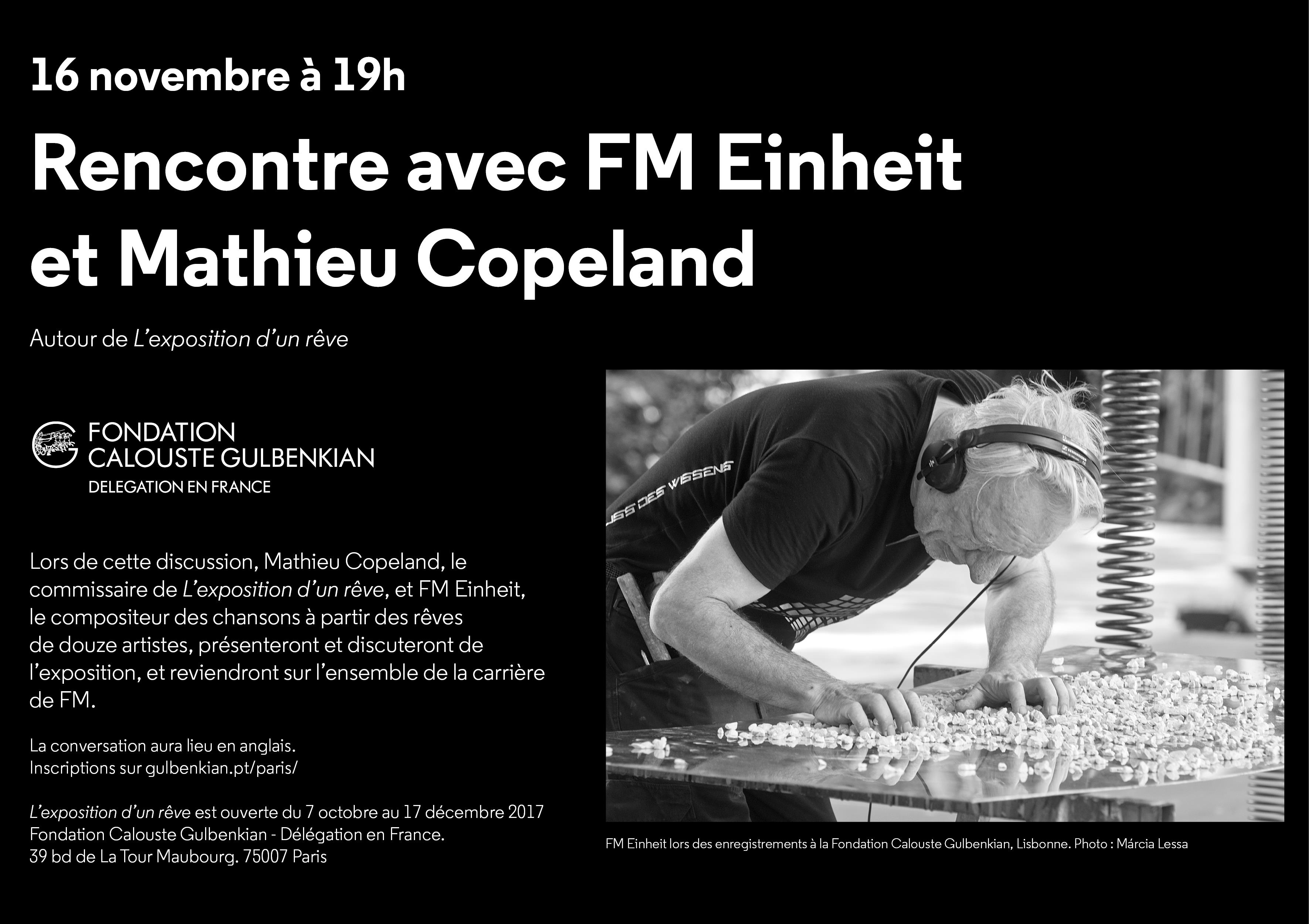 Rencontre avec FM Einheit et Mathieu Copeland