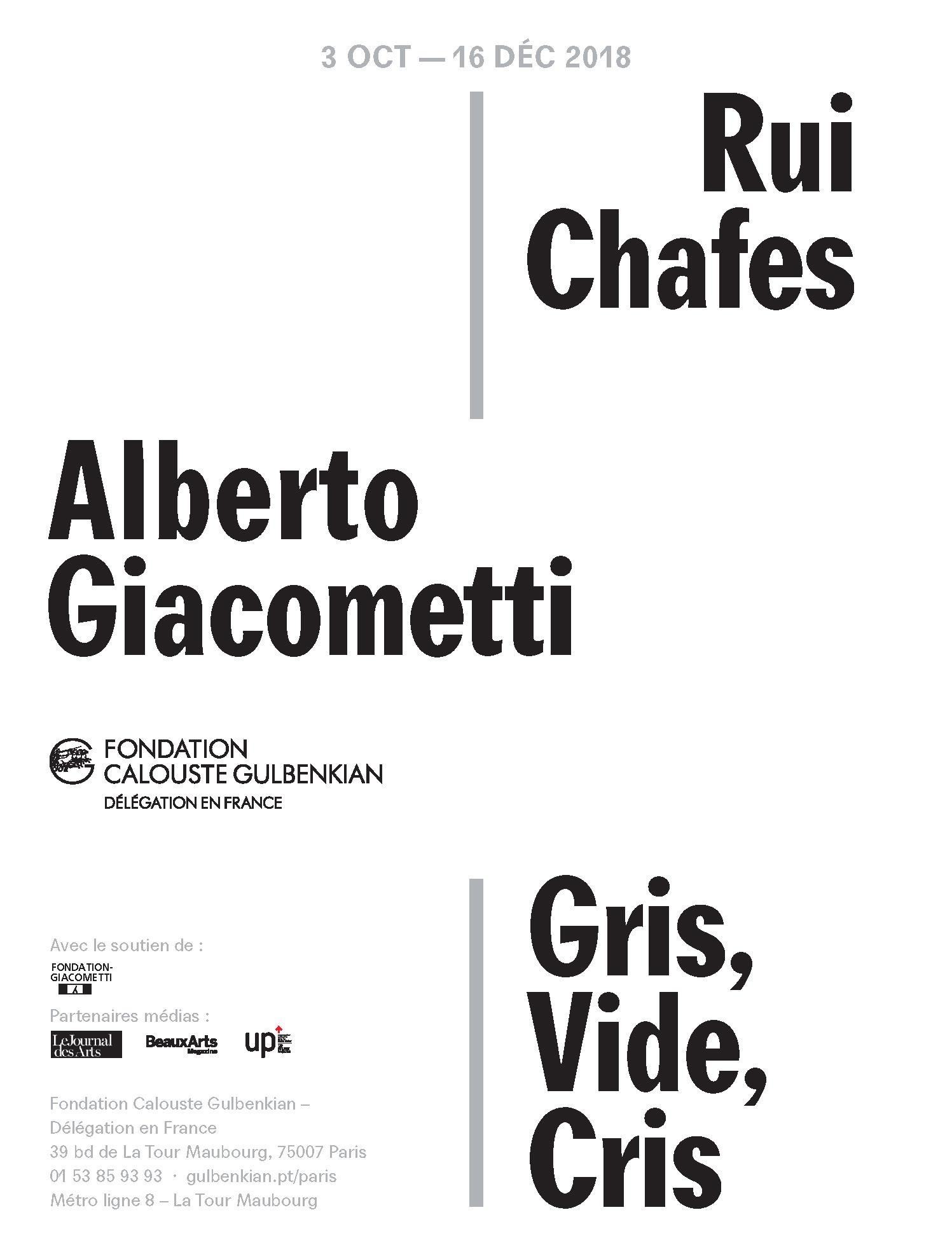 Rui Chafes et Alberto Giacometti. Gris, Vide, Cris