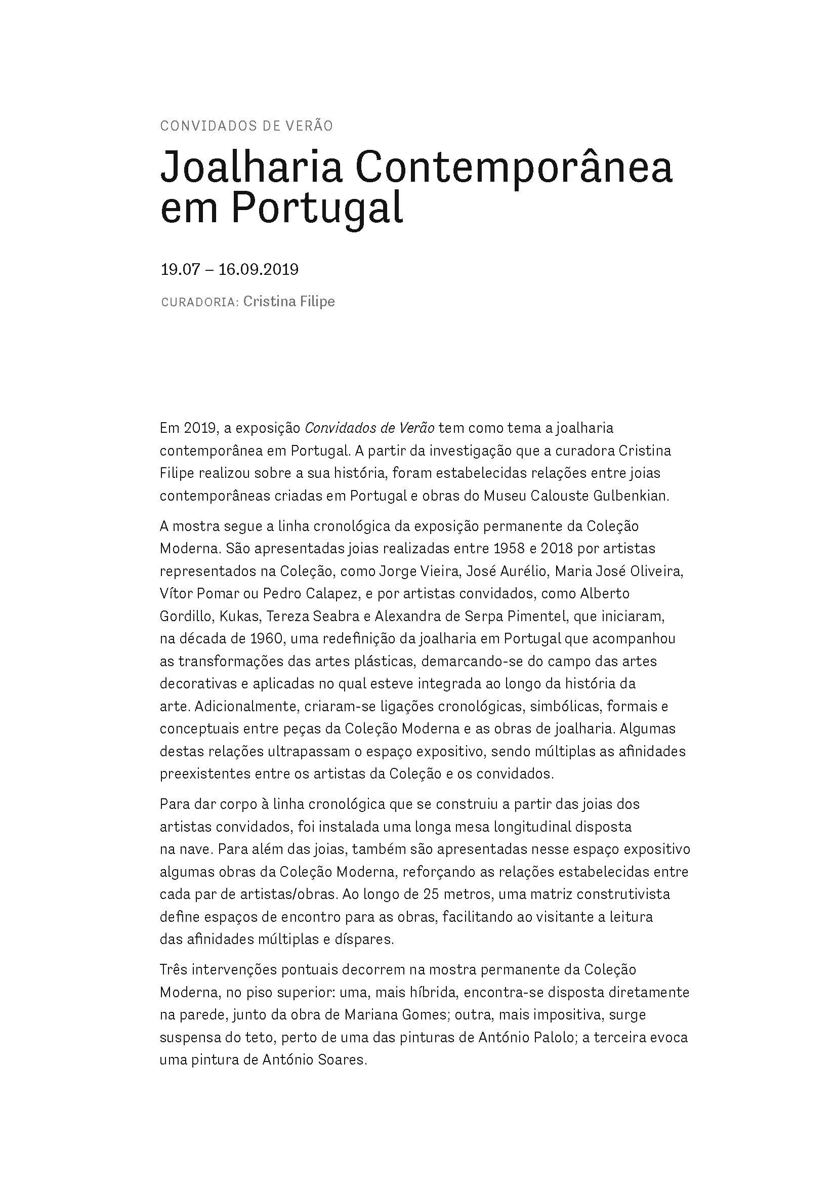 Convidados de Verão. Joalharia Contemporânea em Portugal