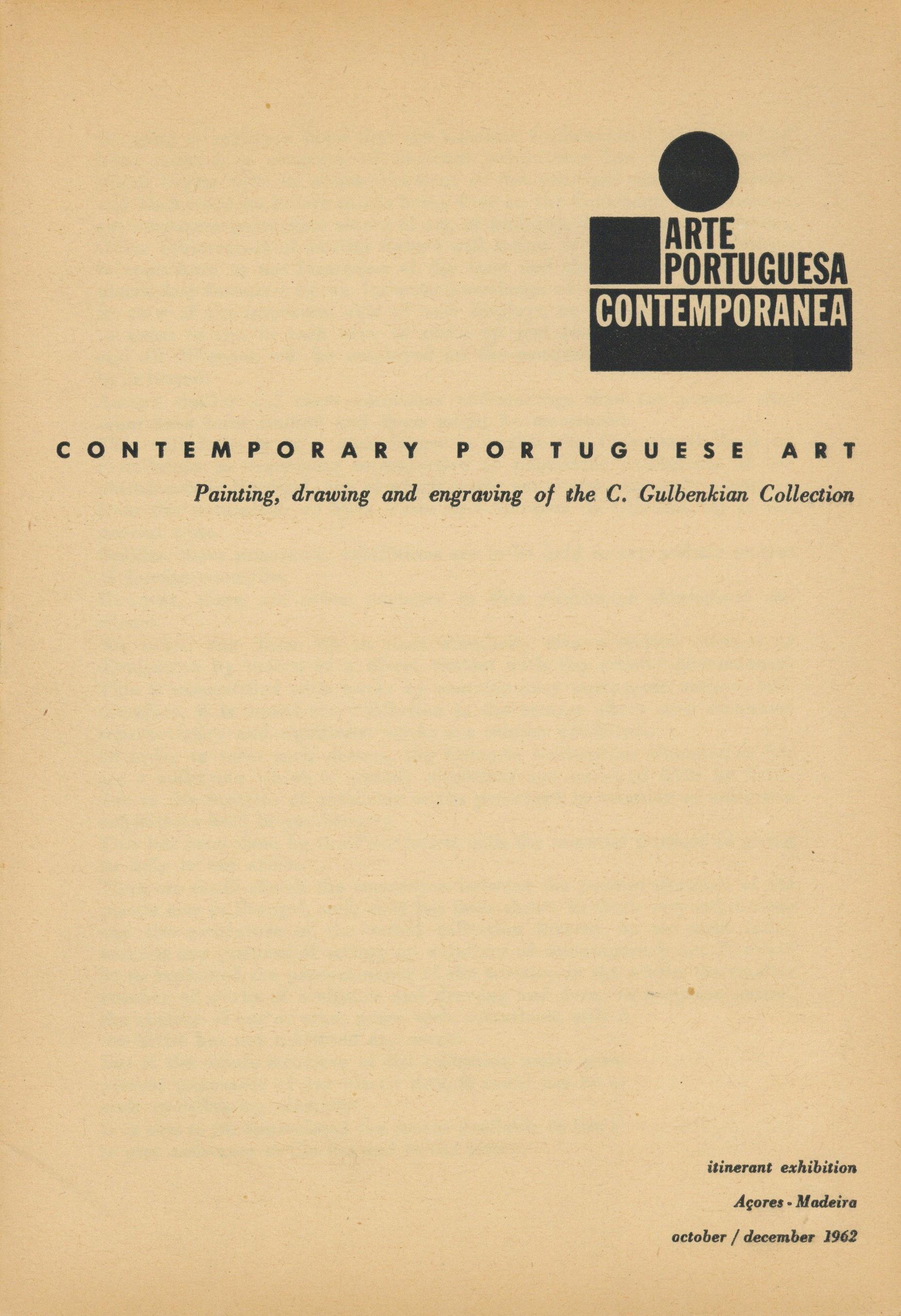 Contemporary Portuguese Art. Painting, Drawing and Engraving of the C. Gulbenkian Collection