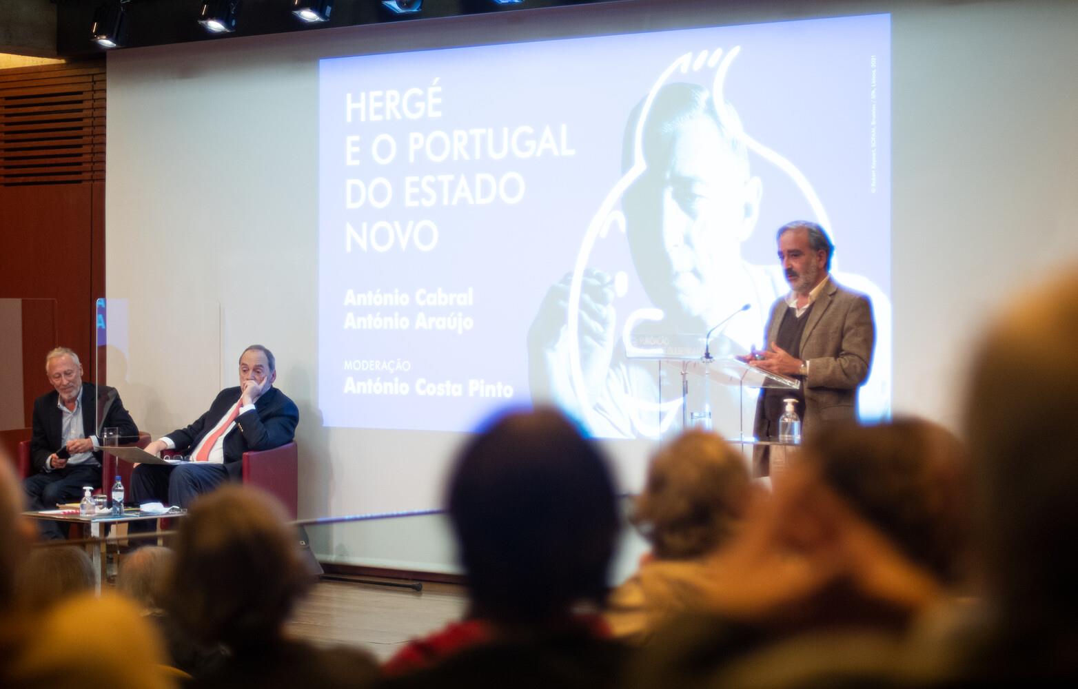 Ciclo Hergé e o Mundo Contemporâneo. António Costa Pinto; António Cabral (à esq.); António Araújo (à dir.)