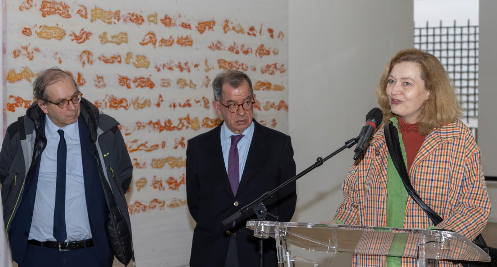 Laurent Le Bon, Guilherme d´Oliveira Martins e Angela Lampe (da esq. para a dir.)