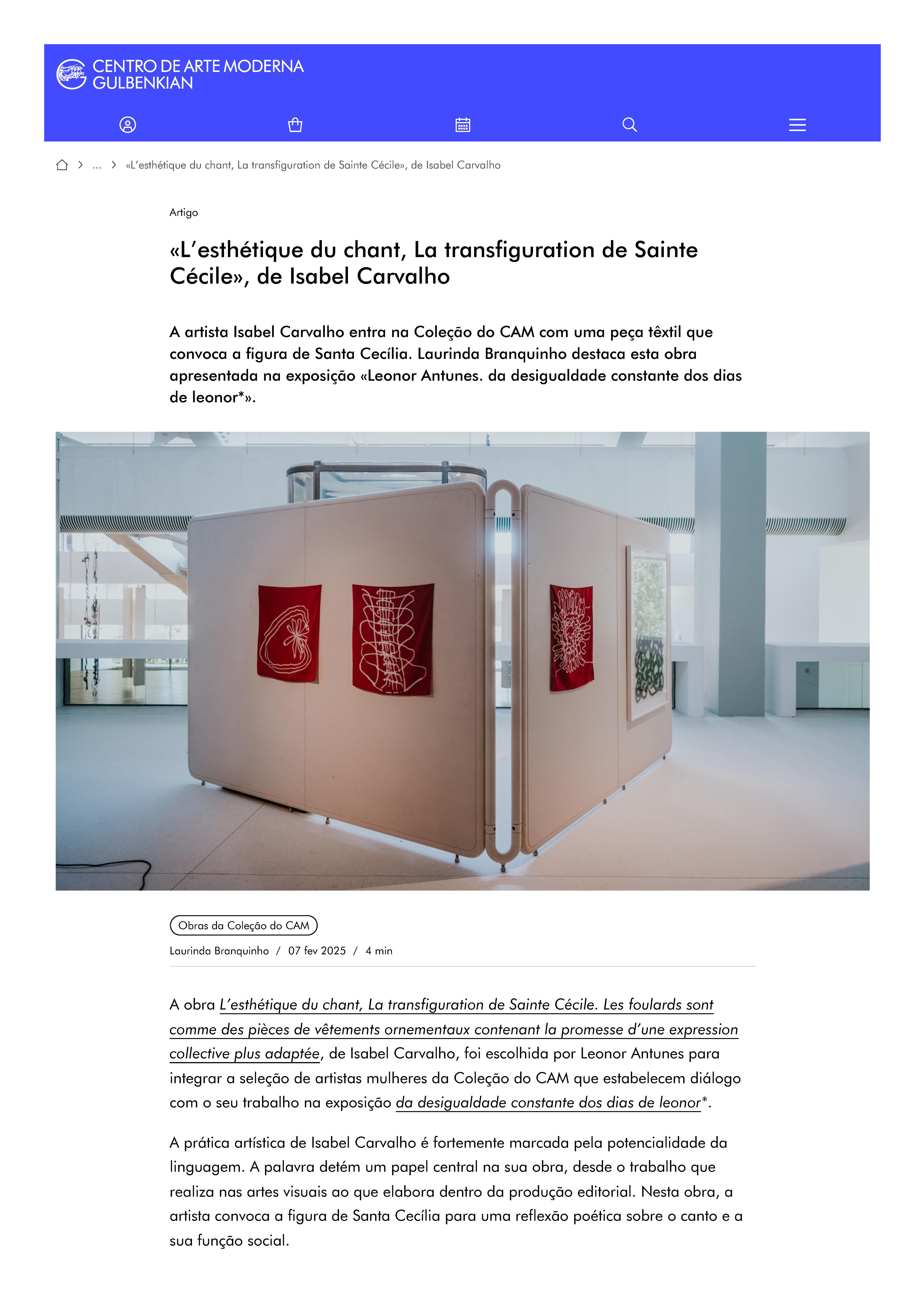«L'esthétique du chant, La transfiguration de Sainte Cécile»