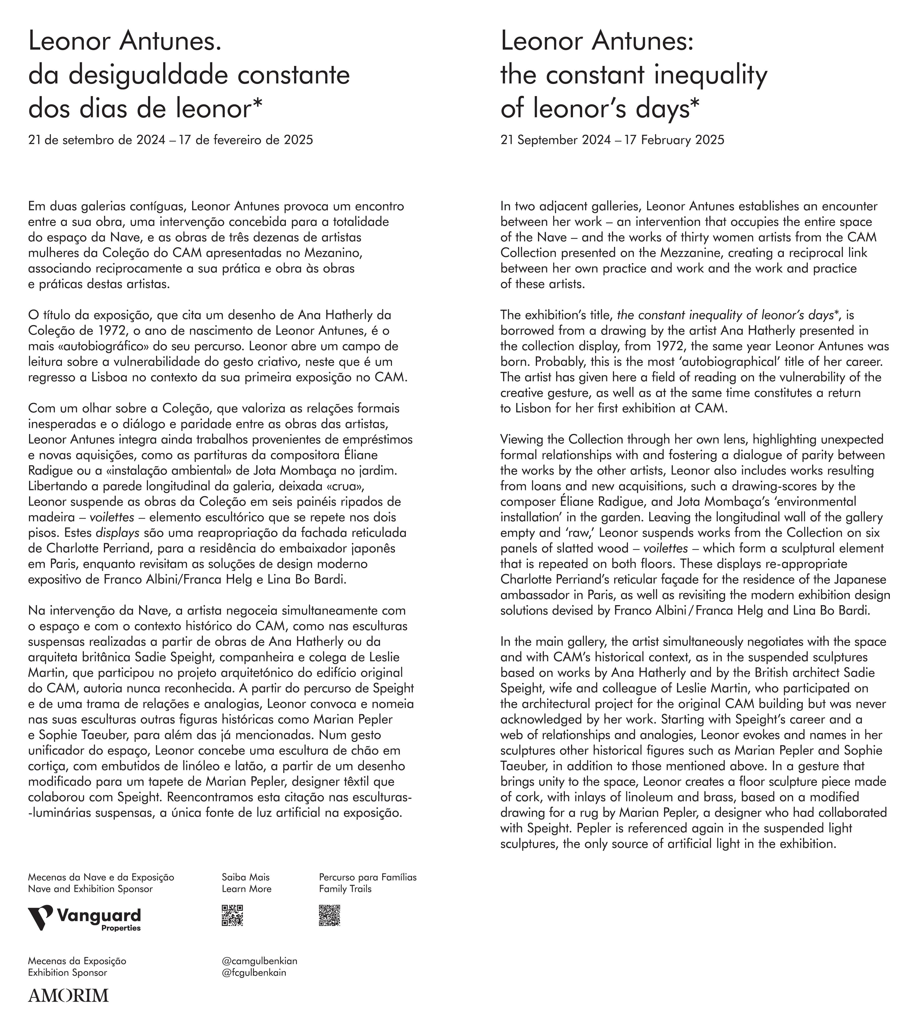 Leonor Antunes. da desigualdade constante dos dias de leonor / the constant inequality of leonor's days