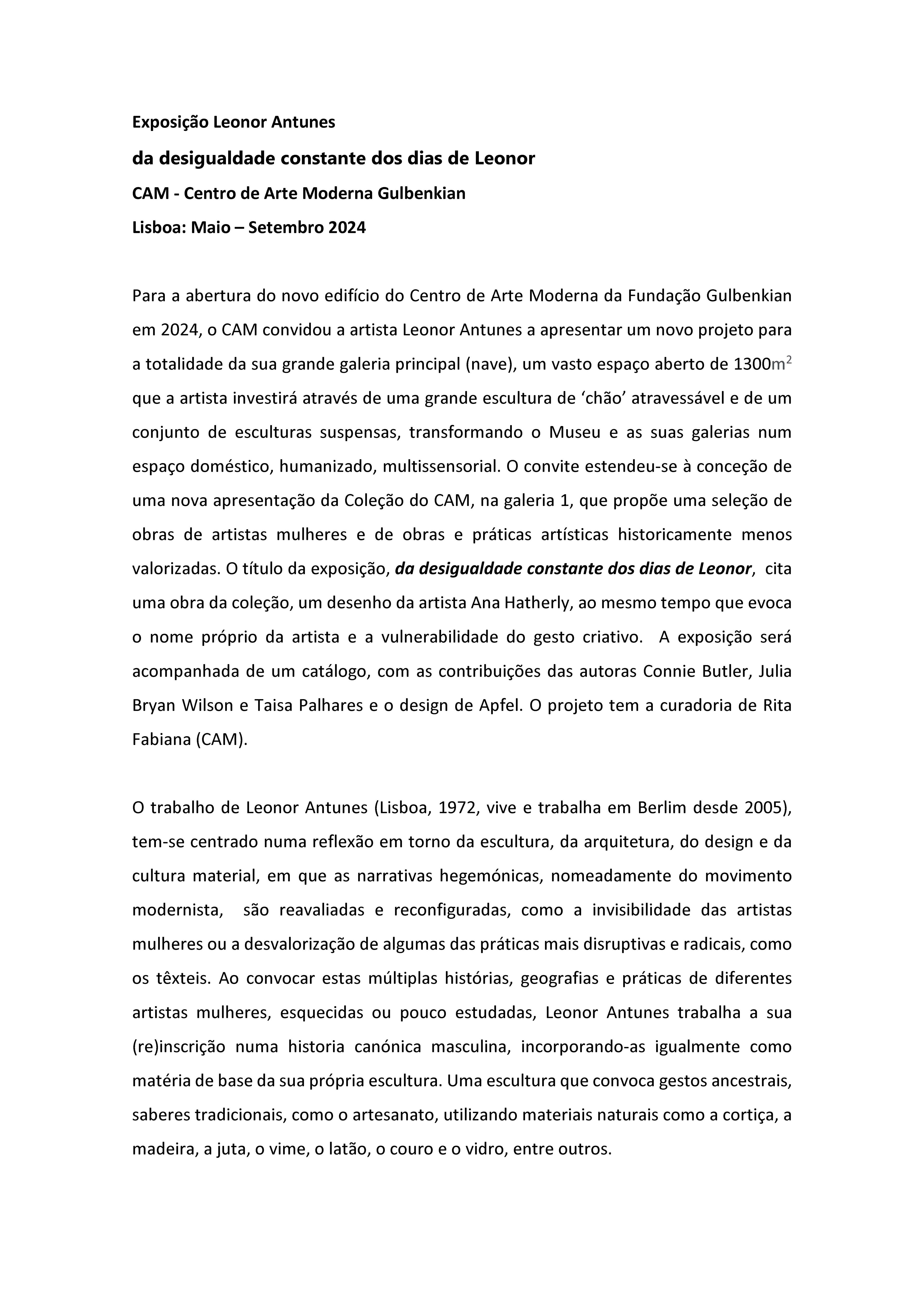 Centro de Arte Moderna / Fundação Calouste Gulbenkian, Leonor Nazaré