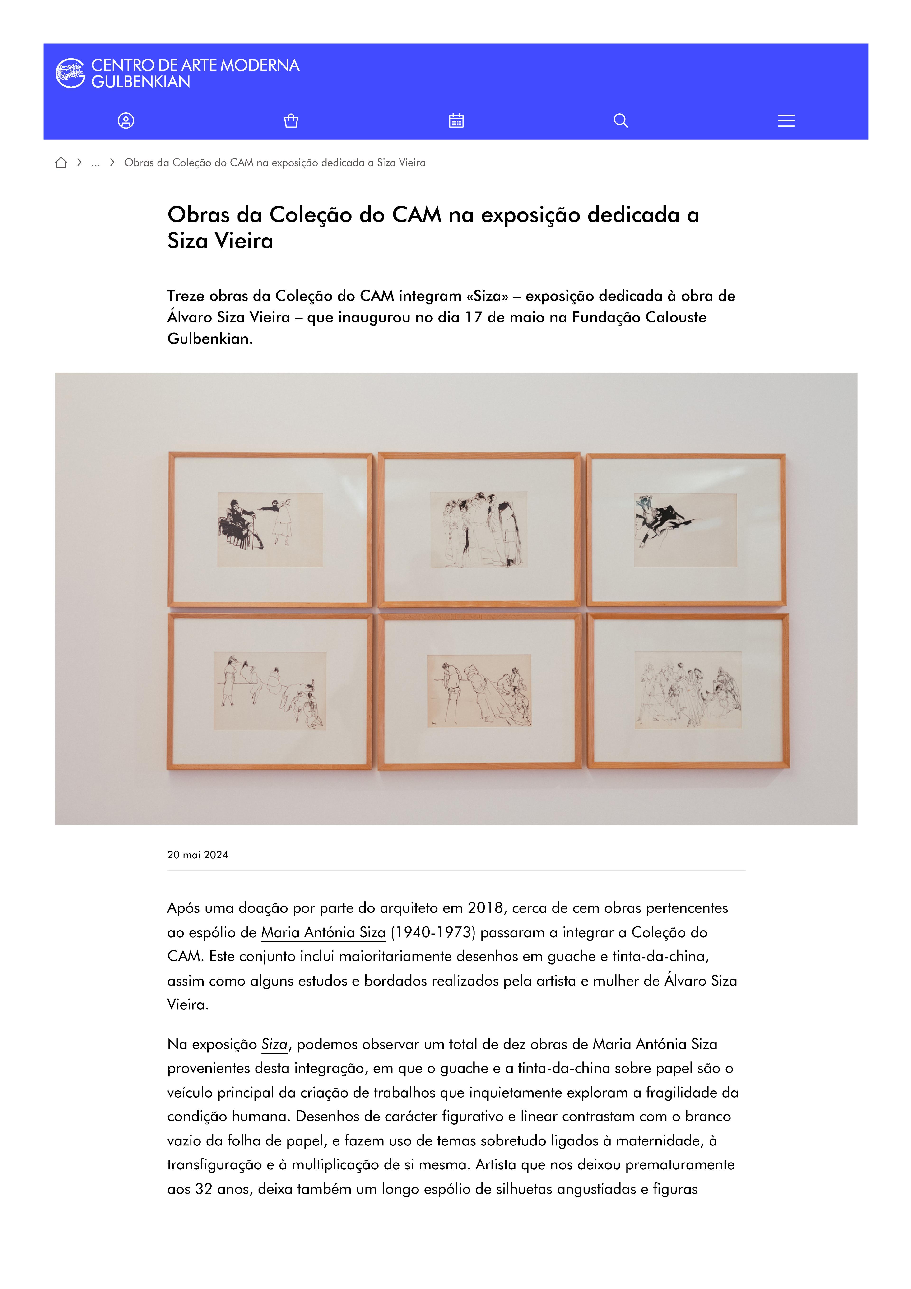Obras da Coleção do CAM na exposição dedicada a Siza Vieira