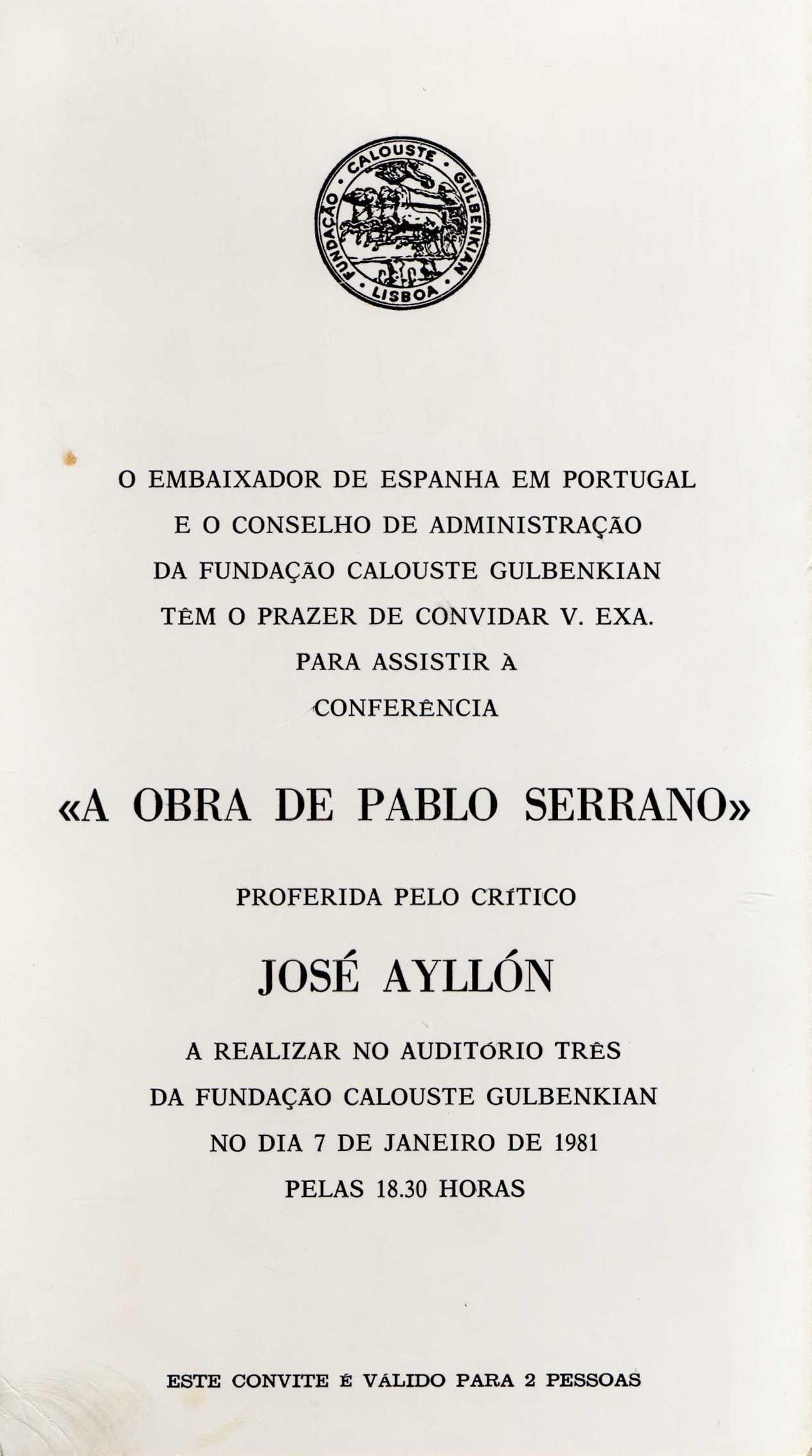 A Obra de Pablo Serrano [conferência por José Ayllón]