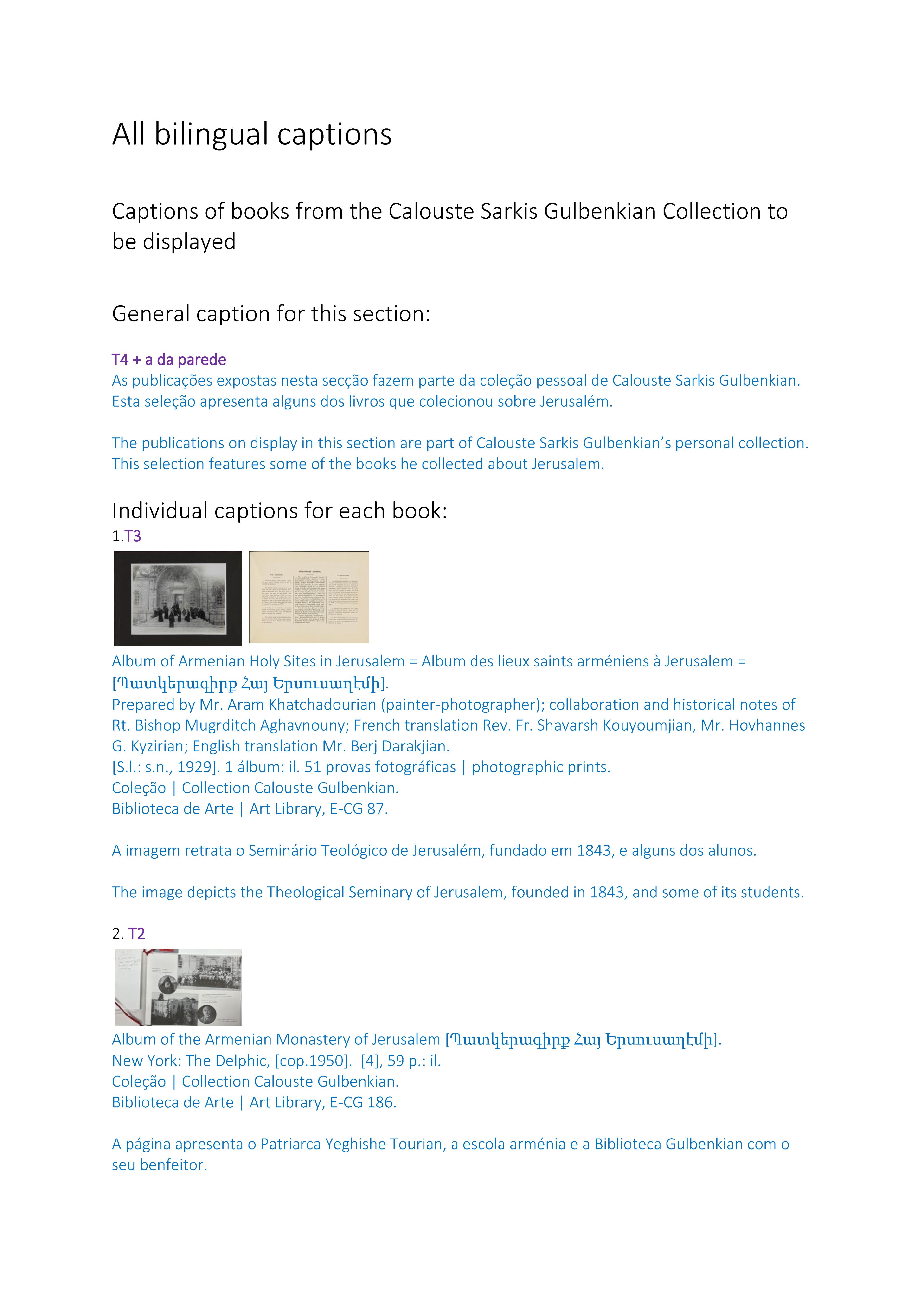 Serviço das Comunidades Arménias / Fundação Calouste Gulbenkian, Biblioteca de Arte / Fundação Calouste Gulbenkian