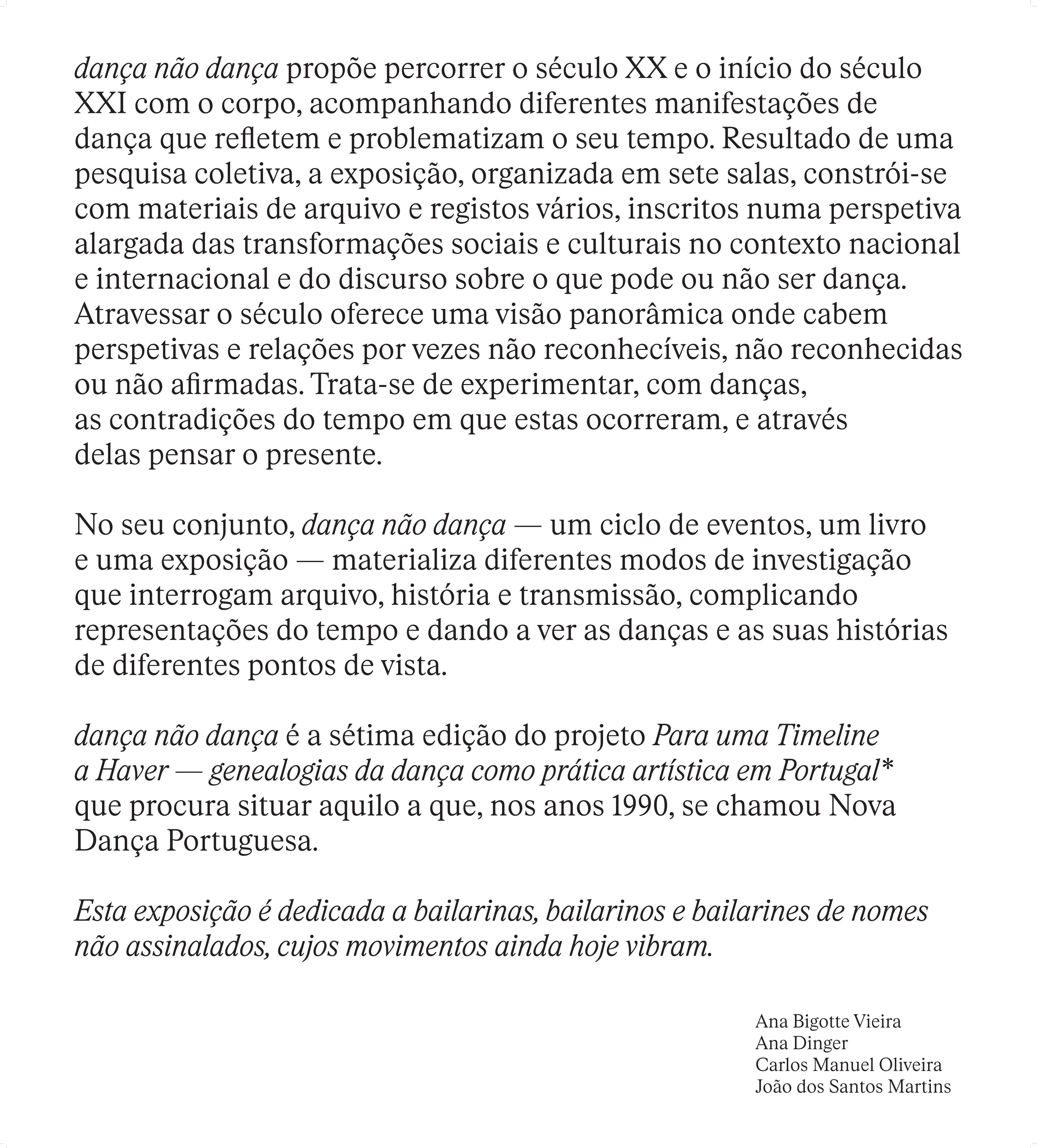 Dança não Dança. Arqueologias da Nova Dança em Portugal