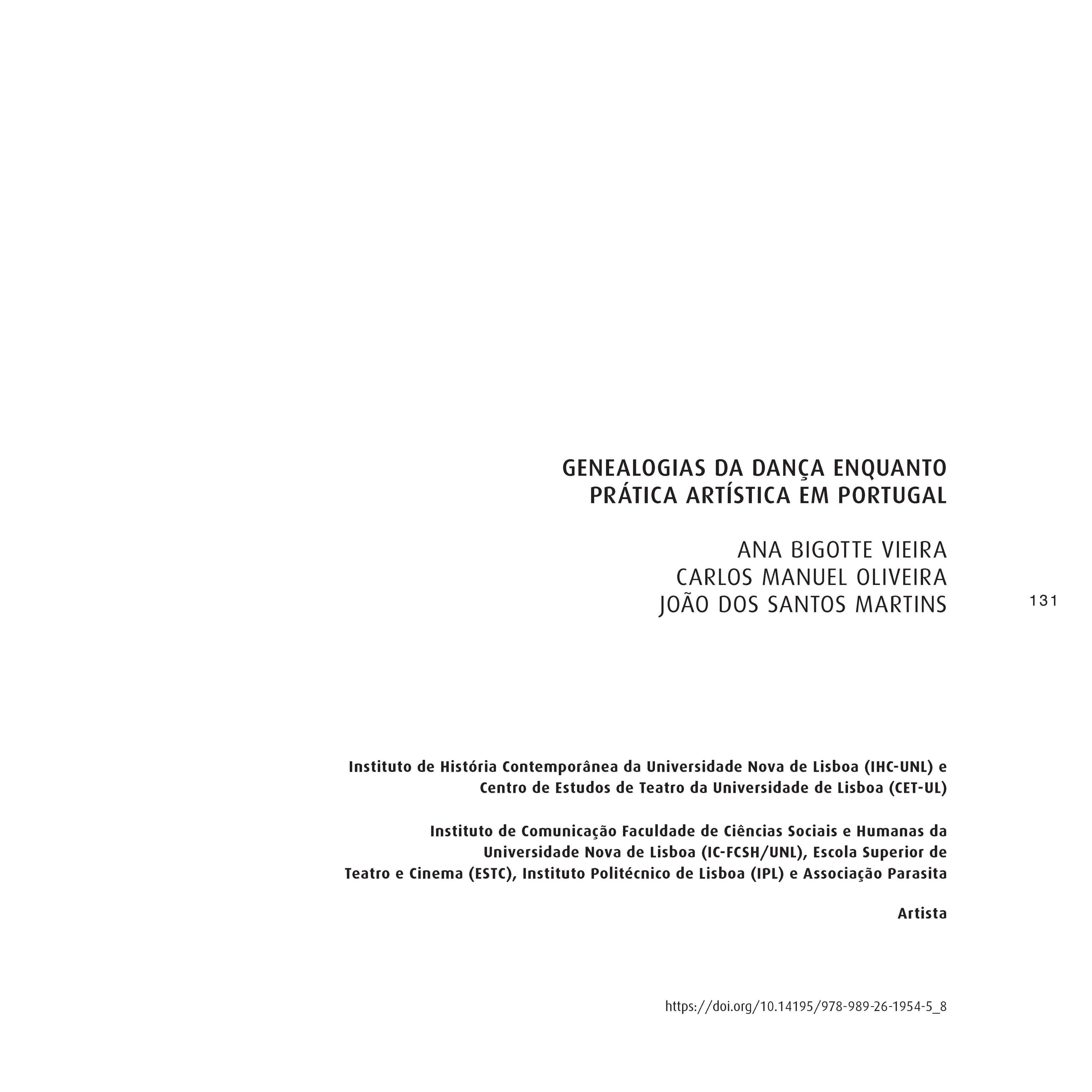 Genealogias da Dança como Prática Artística em Portugal