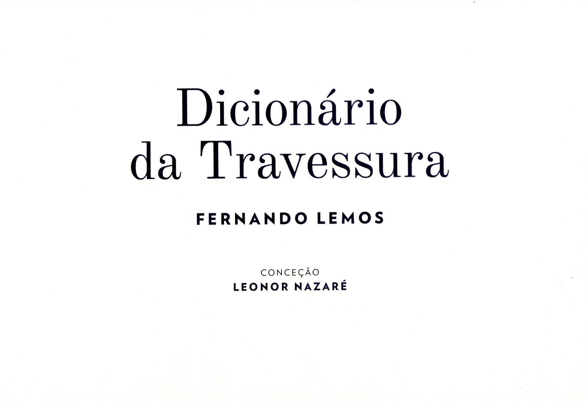 Dicionário da Travessura. Fernando Lemos