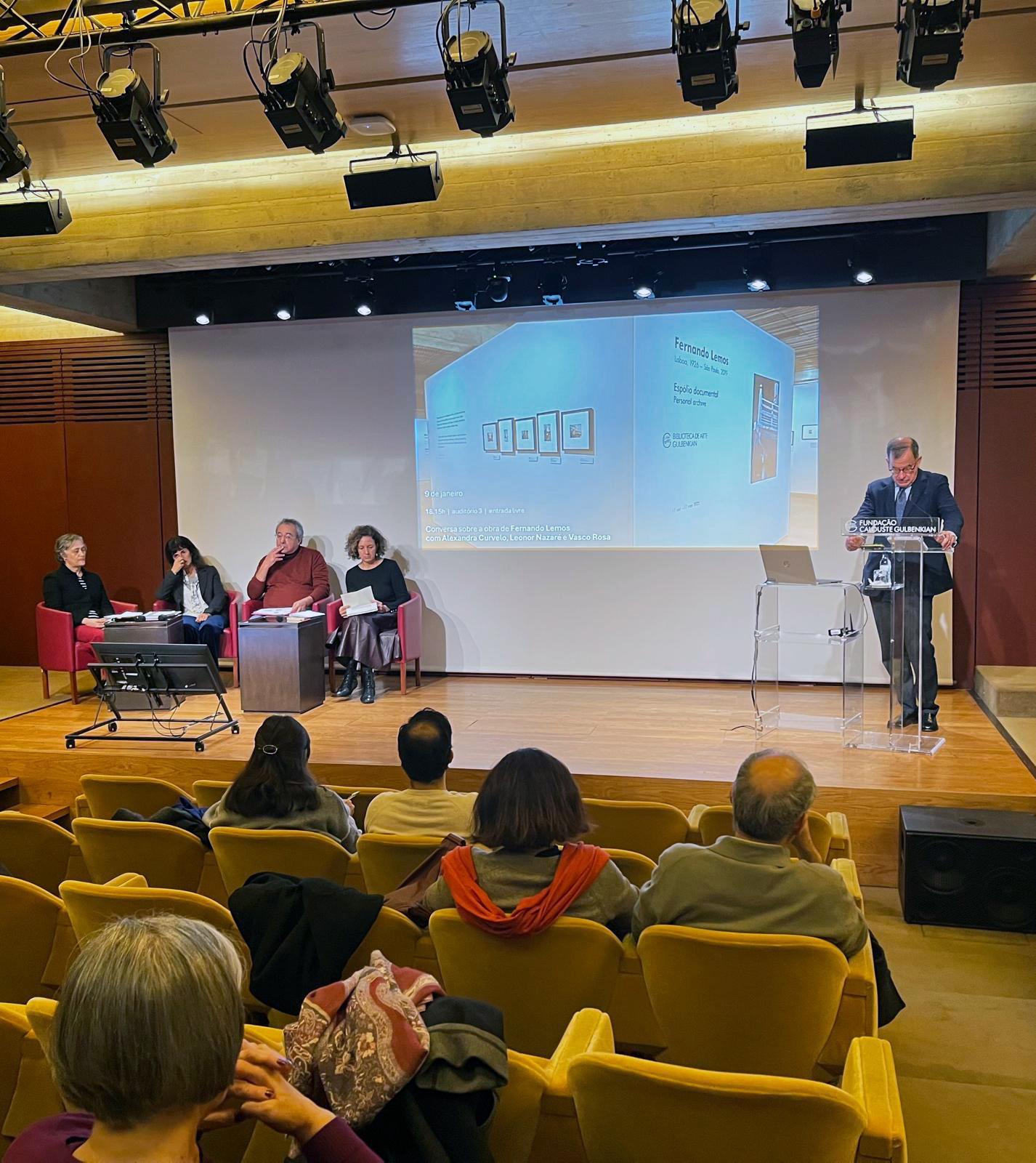 «Conversa sobre a obra de Fernando Lemos». Ana Barata, Leonor Nazaré, Vasco Rosa, Alexandra Curvelo e Guilherme d´Oliveira Martins (da esq. para a dir.)