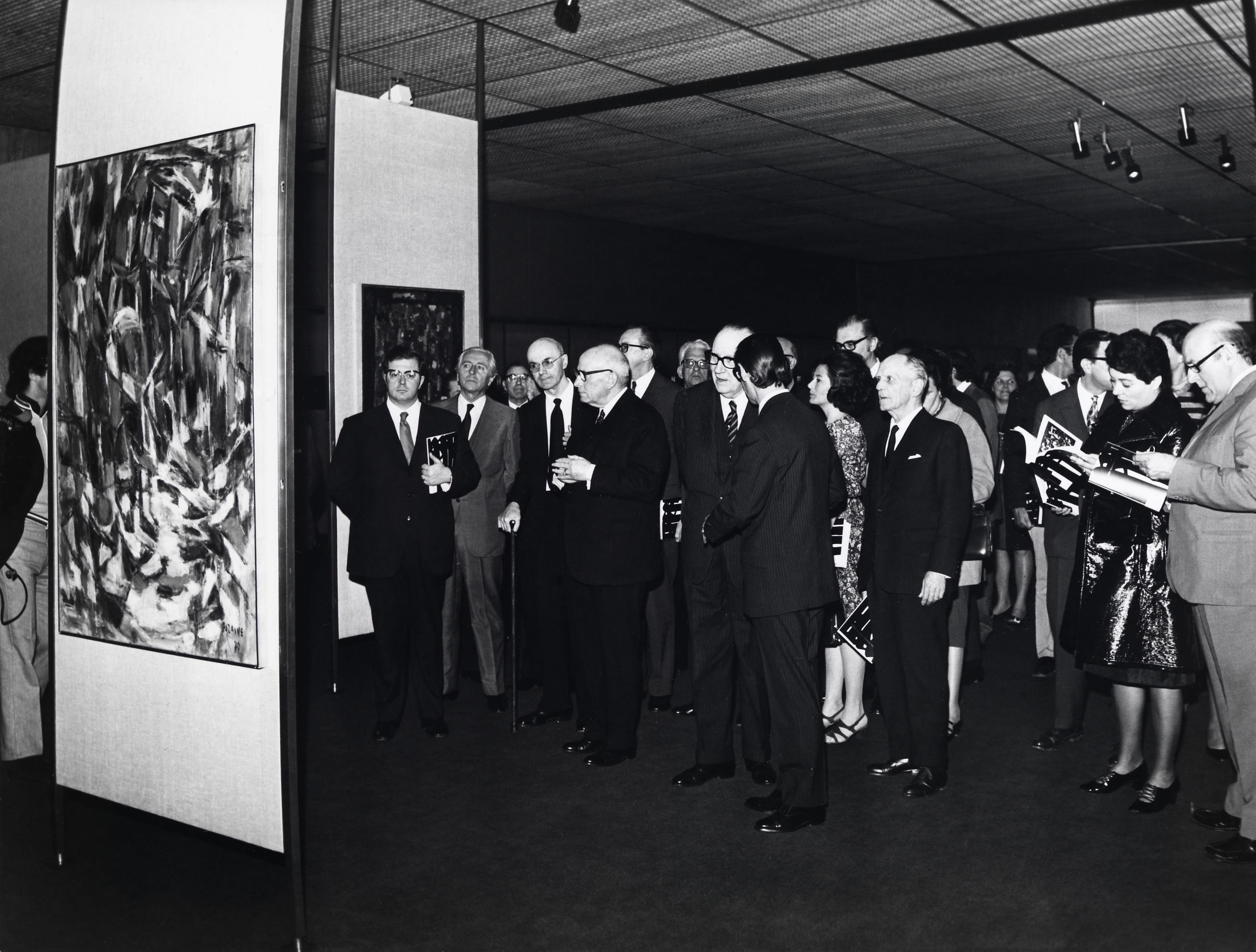 Américo Tomás, presidente da República Portuguesa (à dir.) e José de Azeredo Perdigão (ao centro)