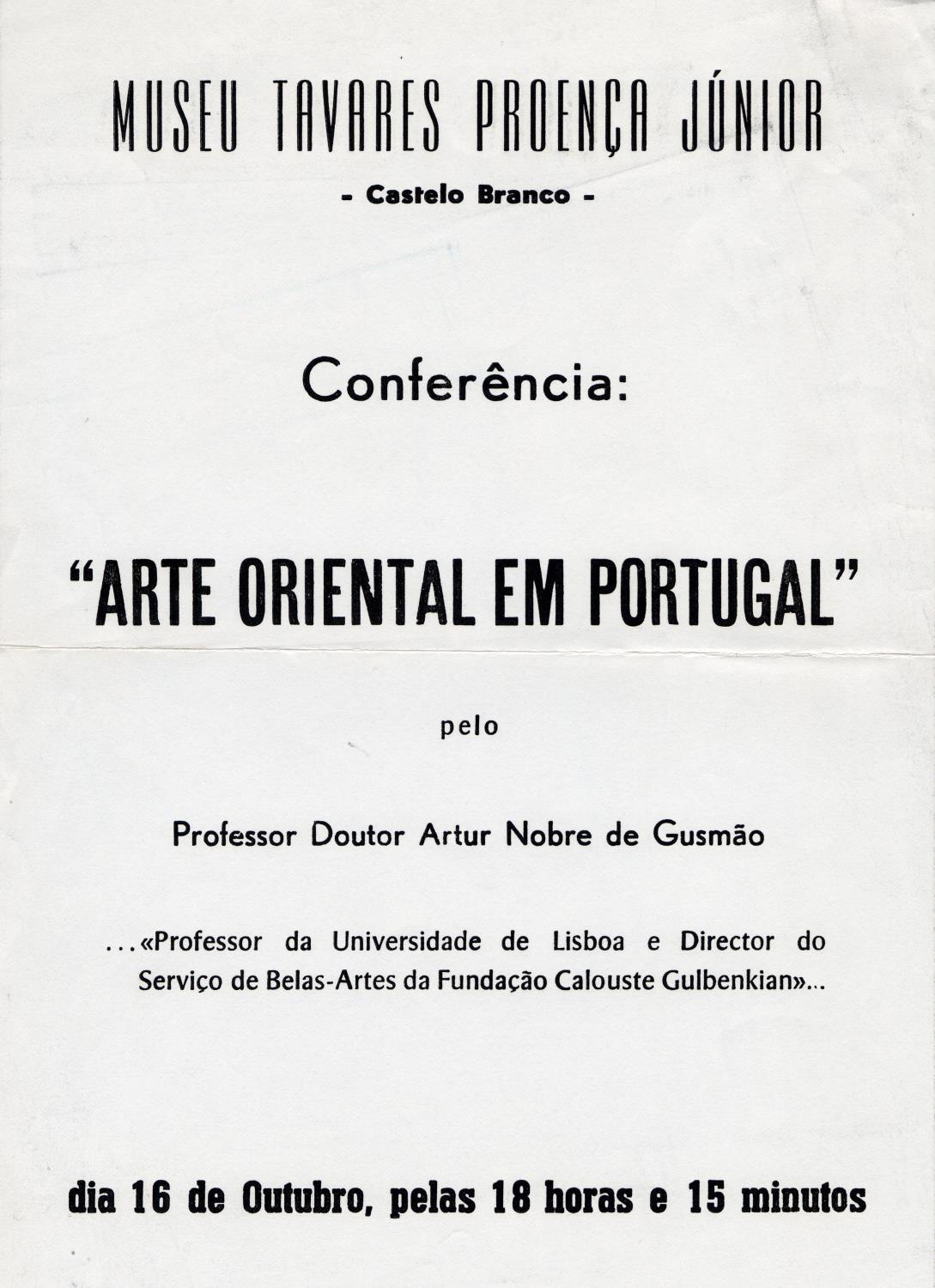 Arte Oriental em Portugal [conferência por Artur Nobre de Gusmão]