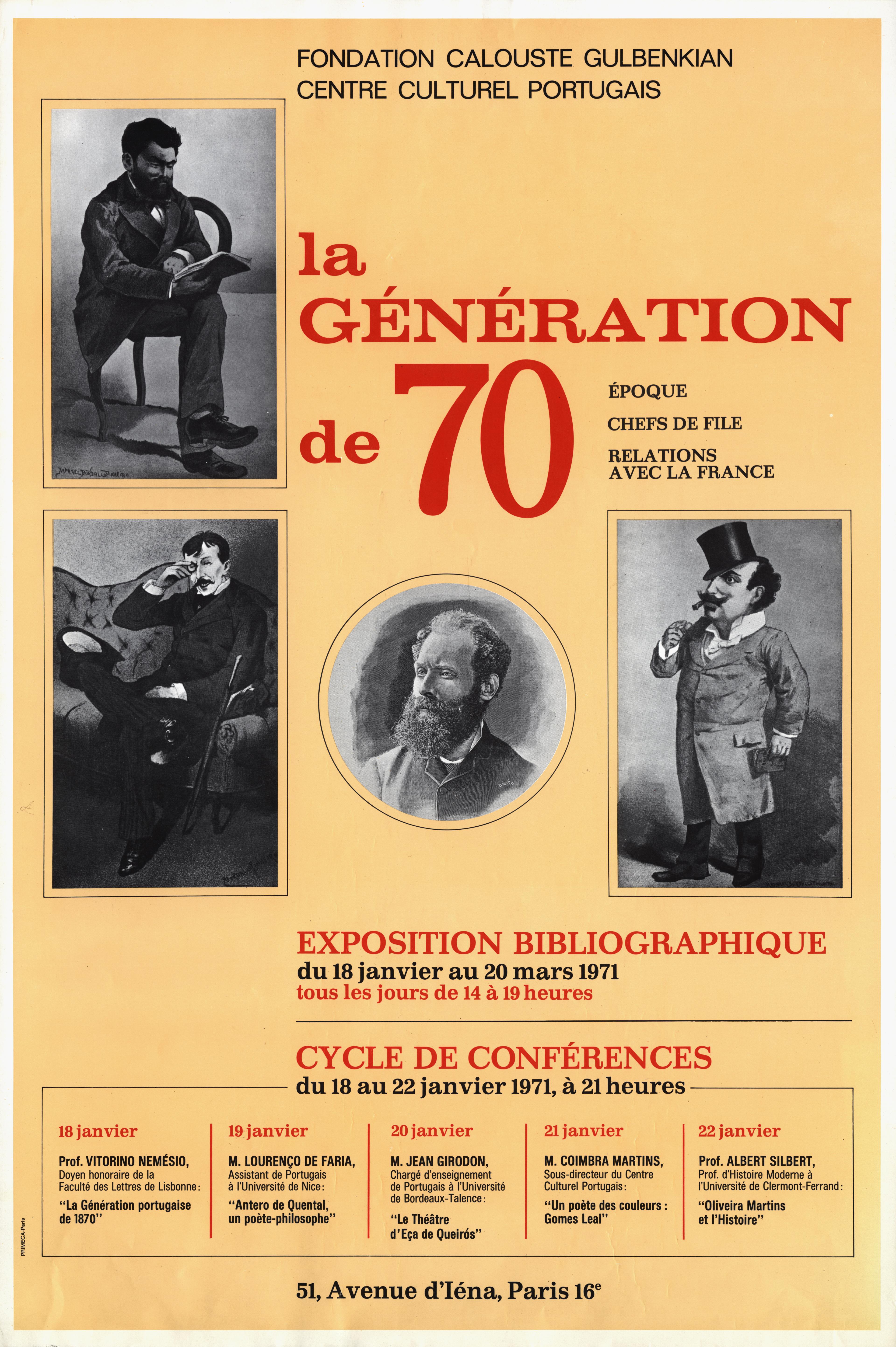 La Géneration de 70. Époque, Chefs de File, Relations avec la France. Exposition Bibliographique