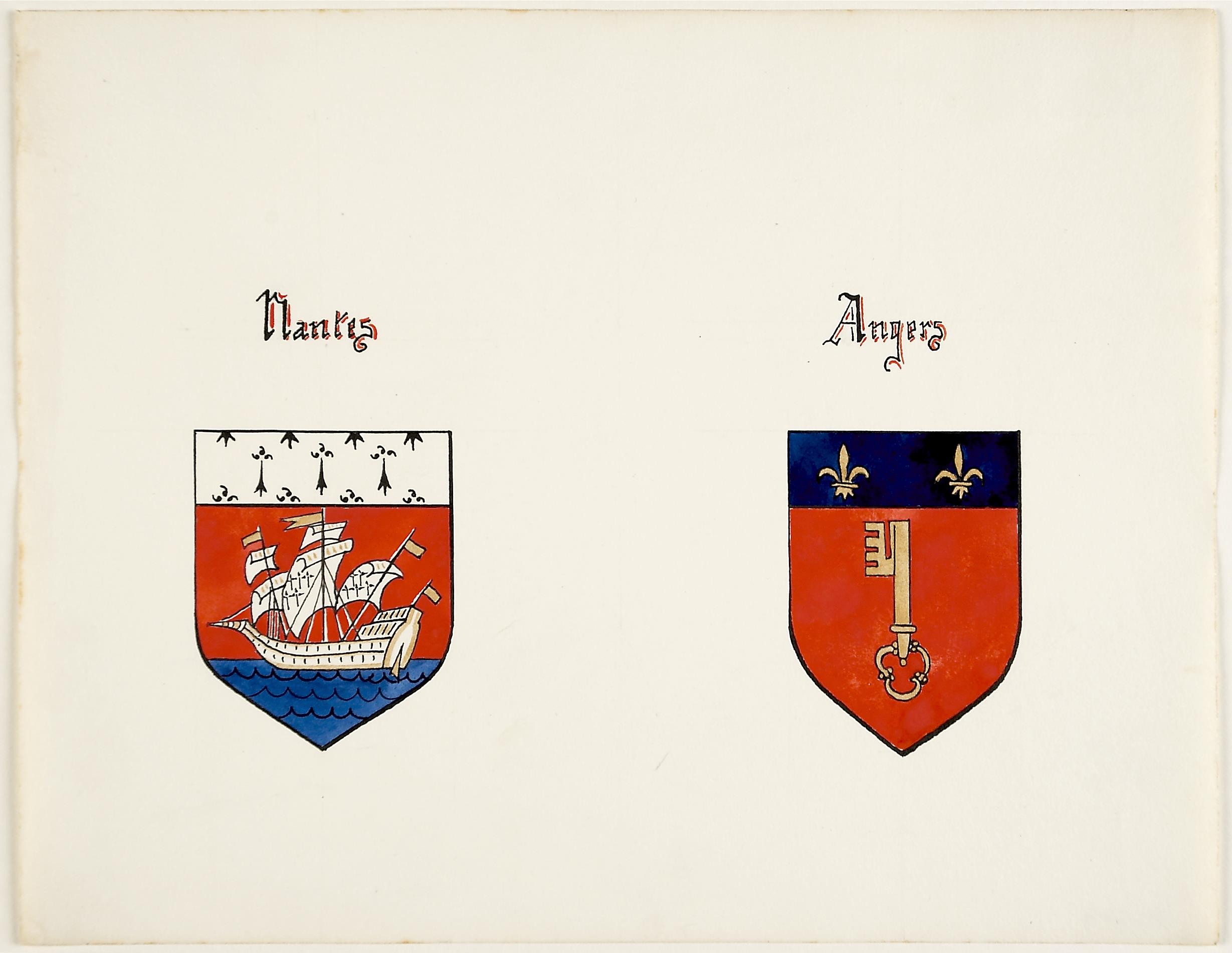 Brazões das cidades de Nantes e Angers