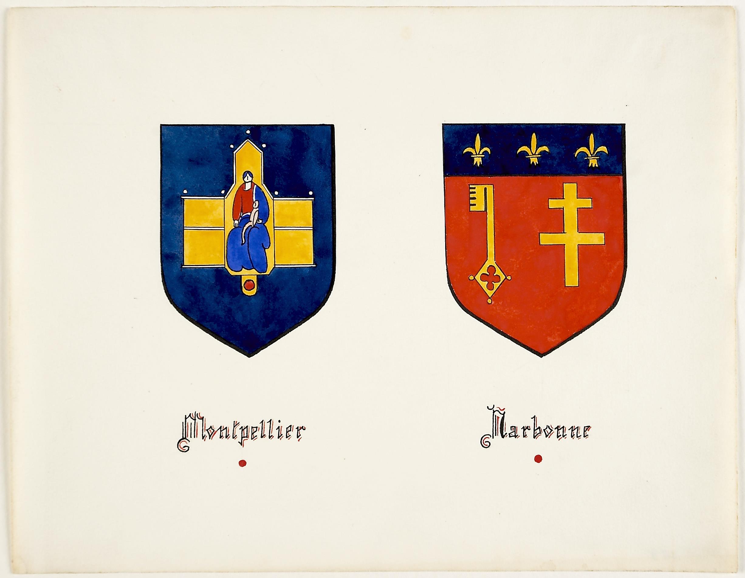 Brazões da cidades de Montpellier e Narbonne