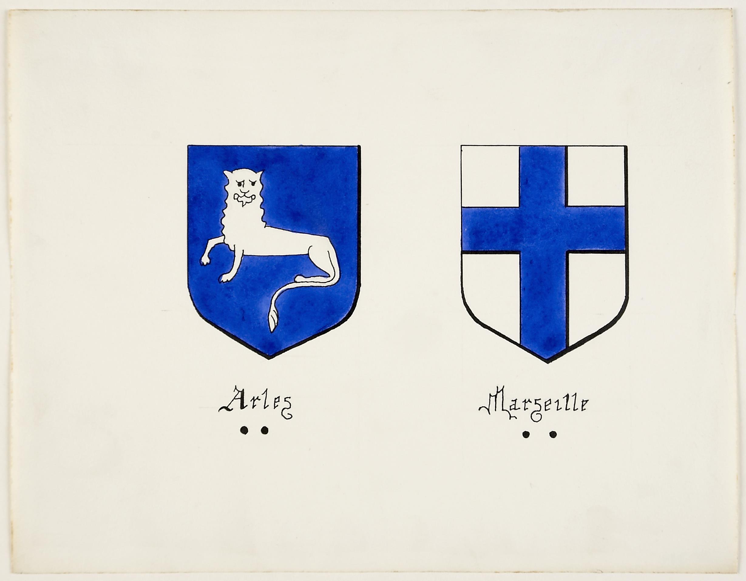 Brazões das cidades de Arles e Marseille